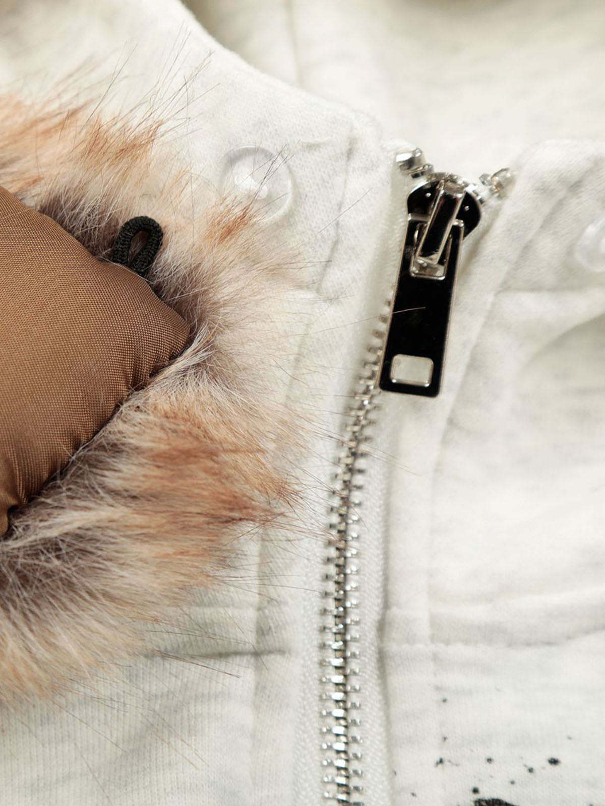 Evilnova Retro Fur Collar Cartoon Pattern Zip Up Hoodie