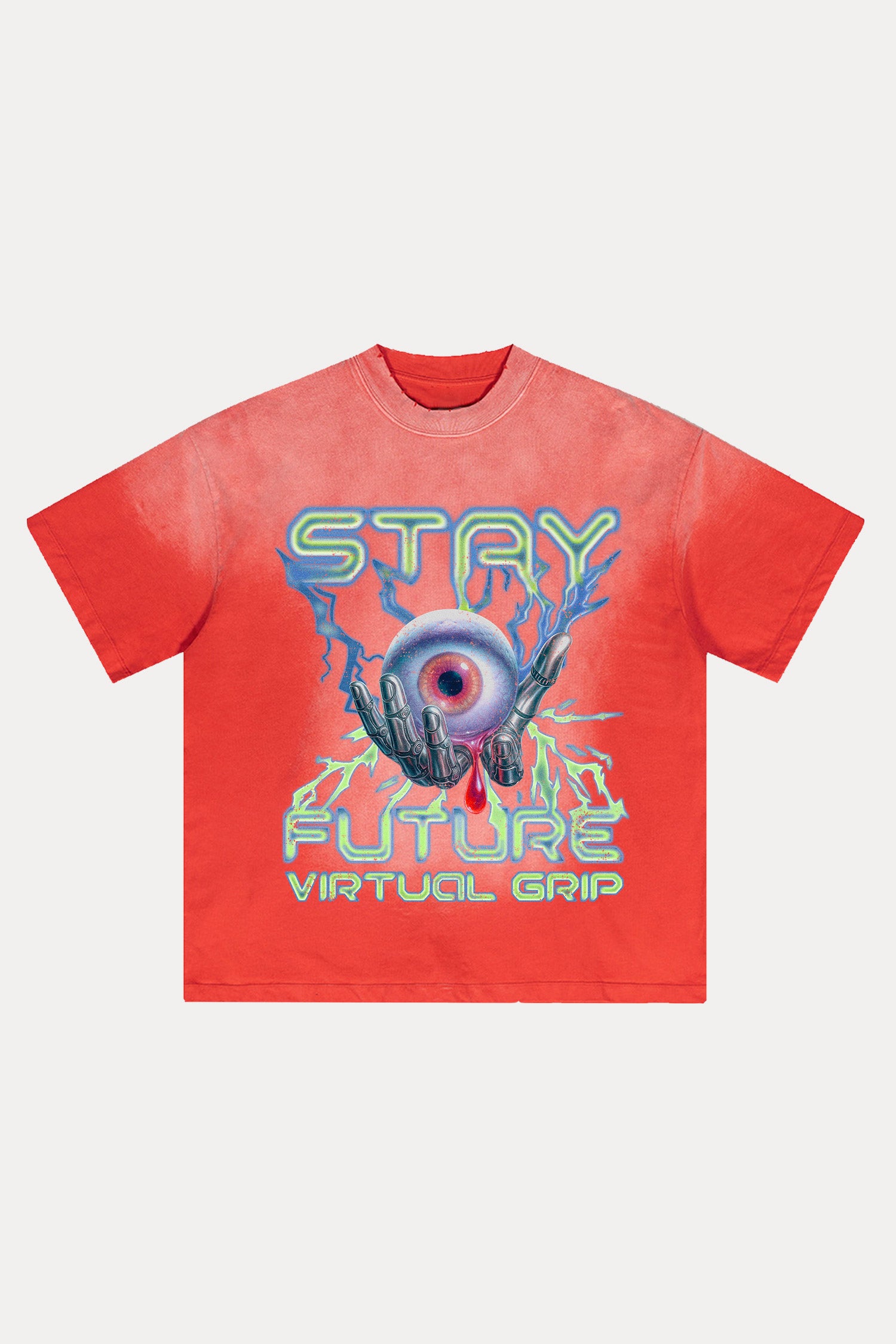 Evilnova Stay Future Distressed Washed T-Shirt-Evilnova