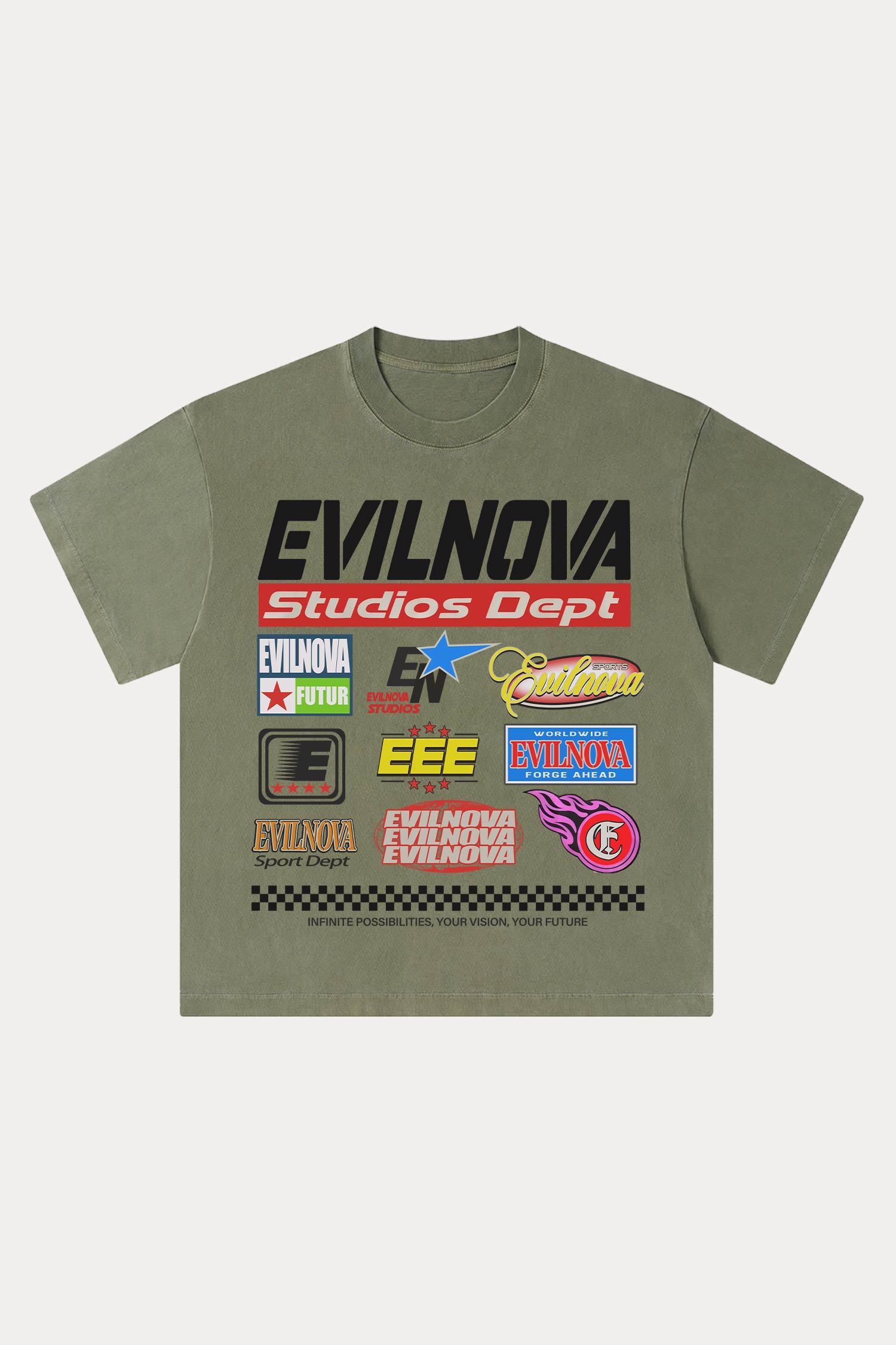Evilnova Studios Dept Washed Streetwear T-Shirt-Evilnova