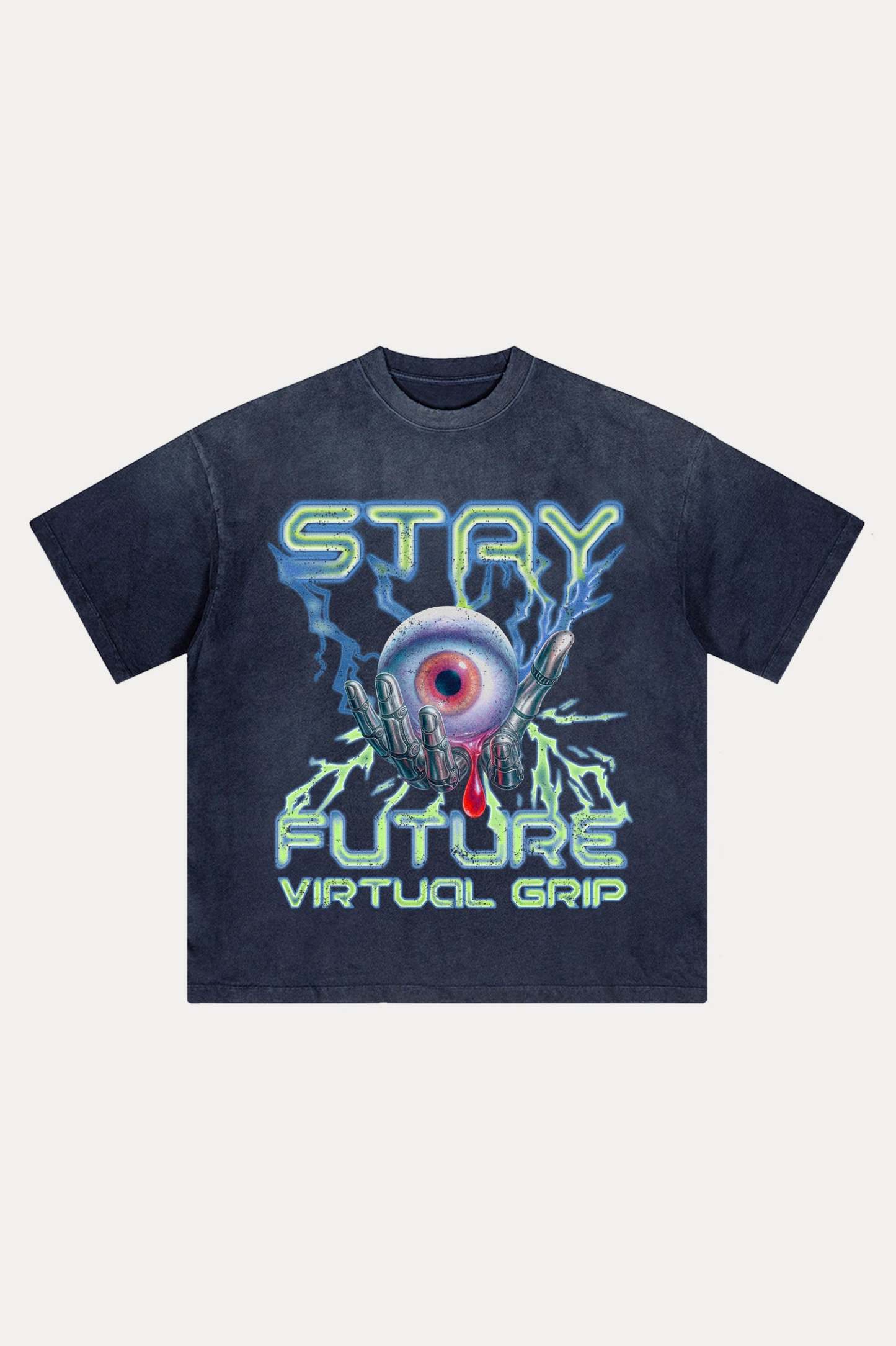 Evilnova Stay Future Distressed Washed T-Shirt-Evilnova
