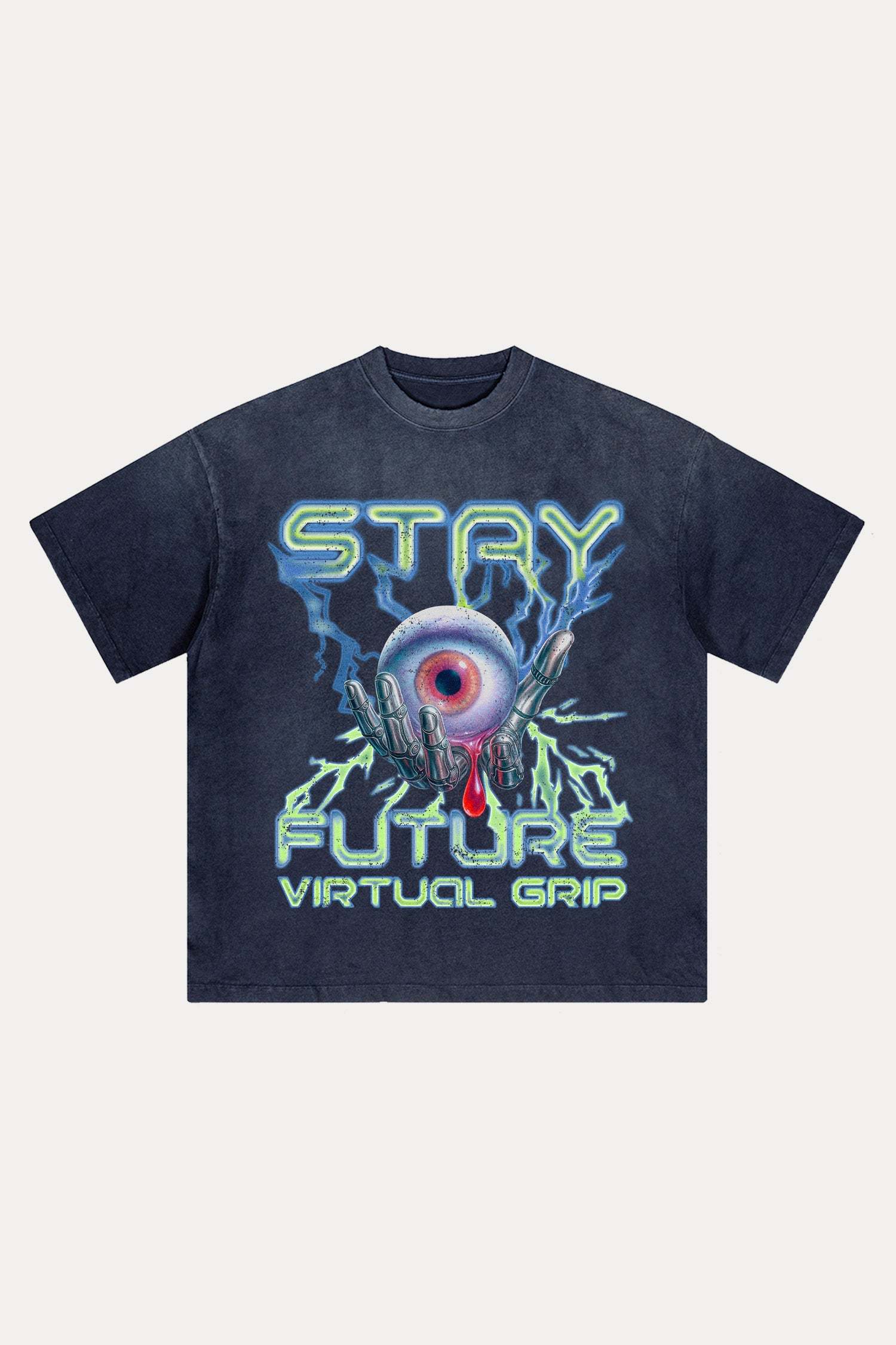 Evilnova Stay Future Distressed Washed T-Shirt-Evilnova