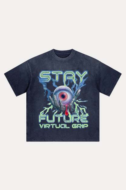 Evilnova Stay Future Distressed Washed T-Shirt-Evilnova