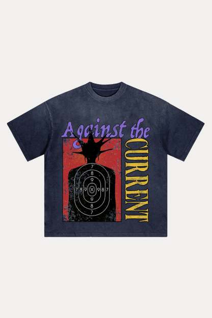 Evilnova Against the Current Distressed Washed T-Shirt-Evilnova
