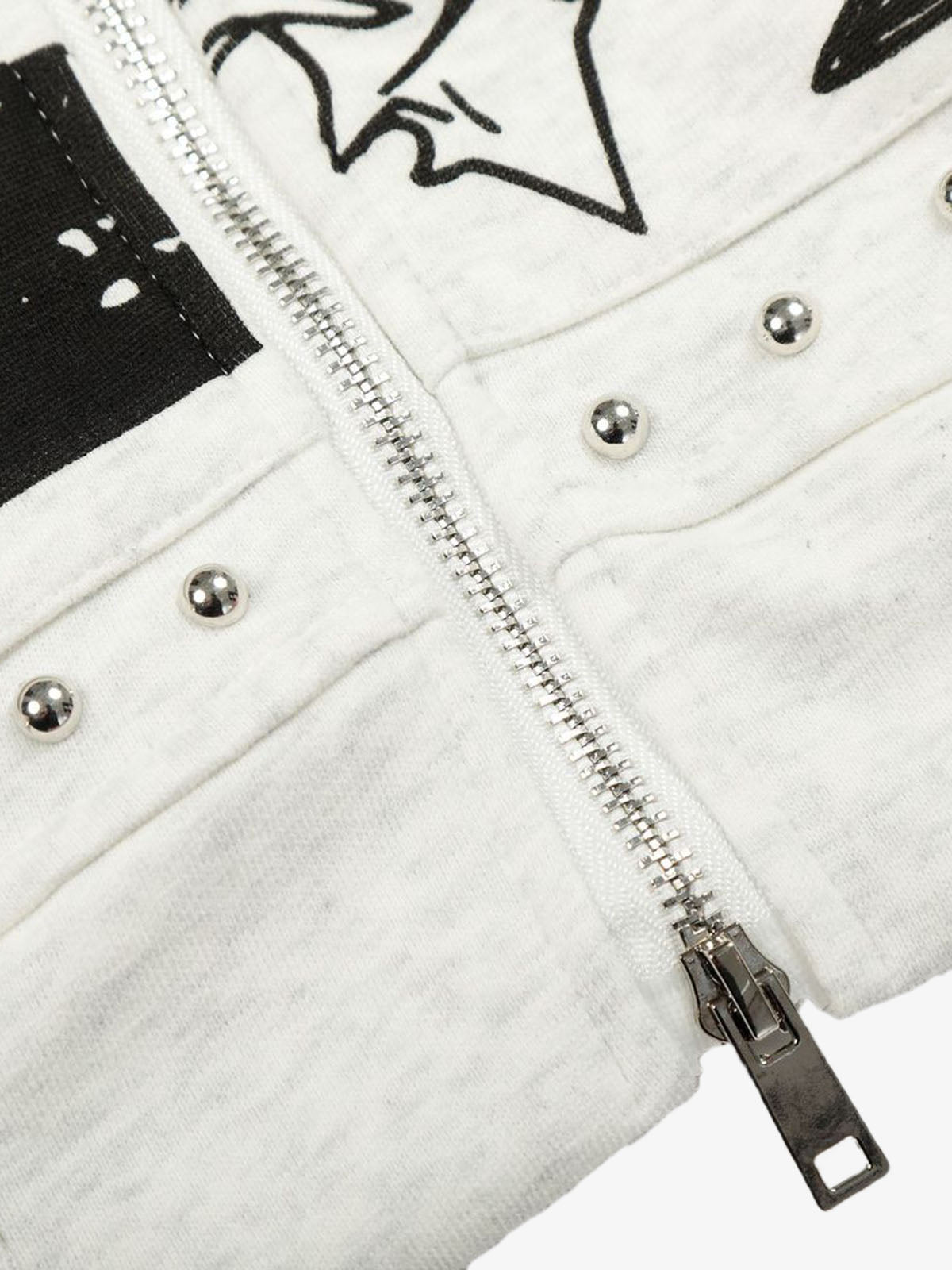 Evilnova Retro Fur Collar Cartoon Pattern Zip Up Hoodie