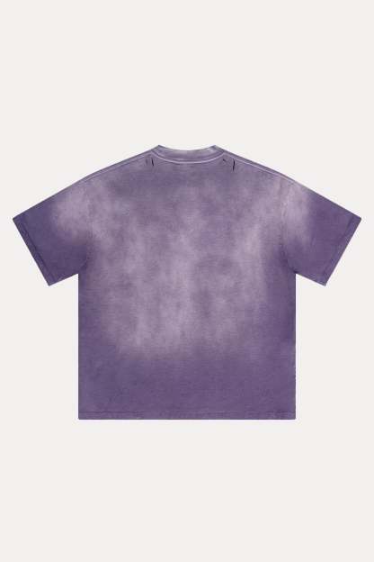 Evilnova Grape Purple Basic Logo Distressed Washed T-Shirt-Evilnova