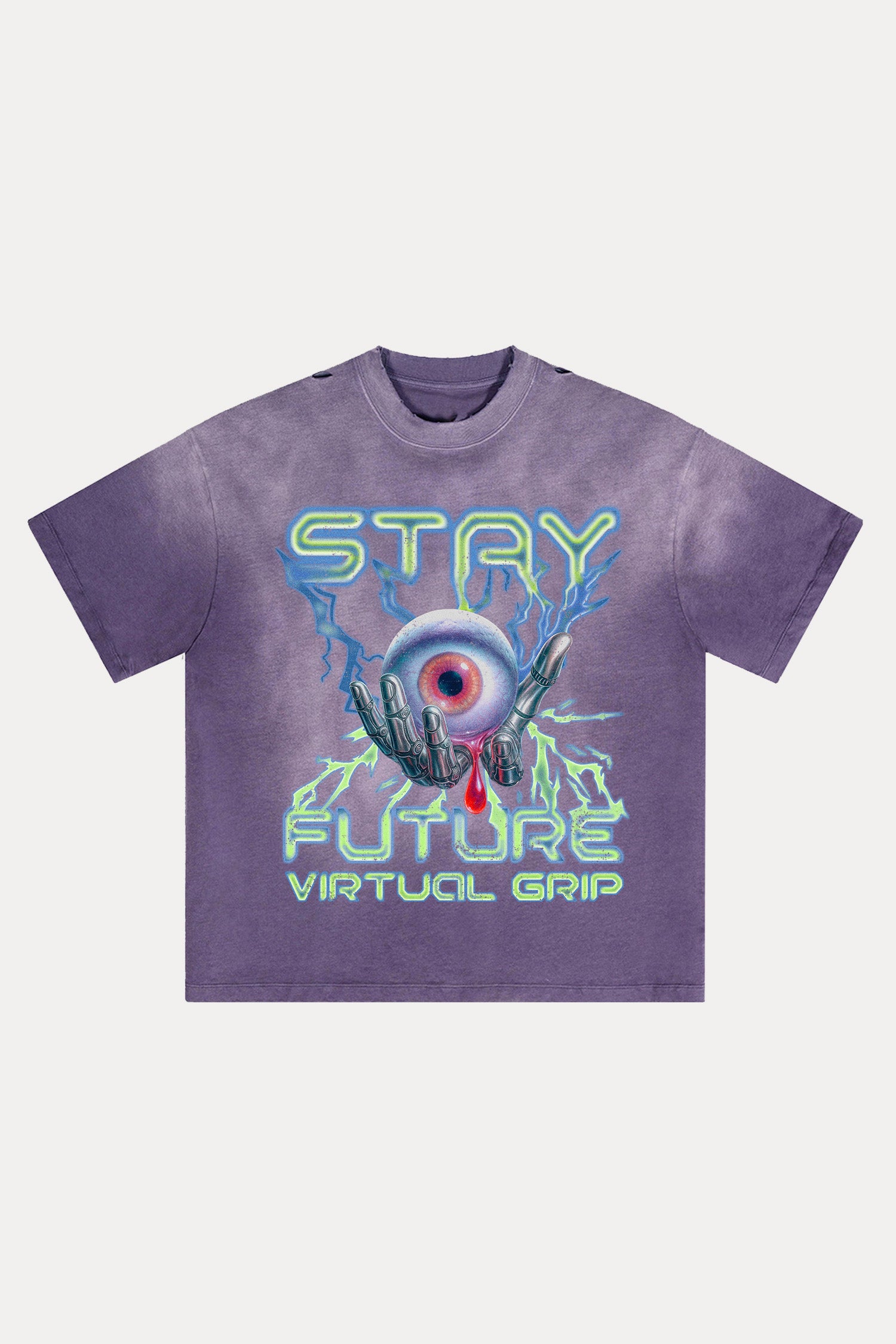 Evilnova Stay Future Distressed Washed T-Shirt-Evilnova