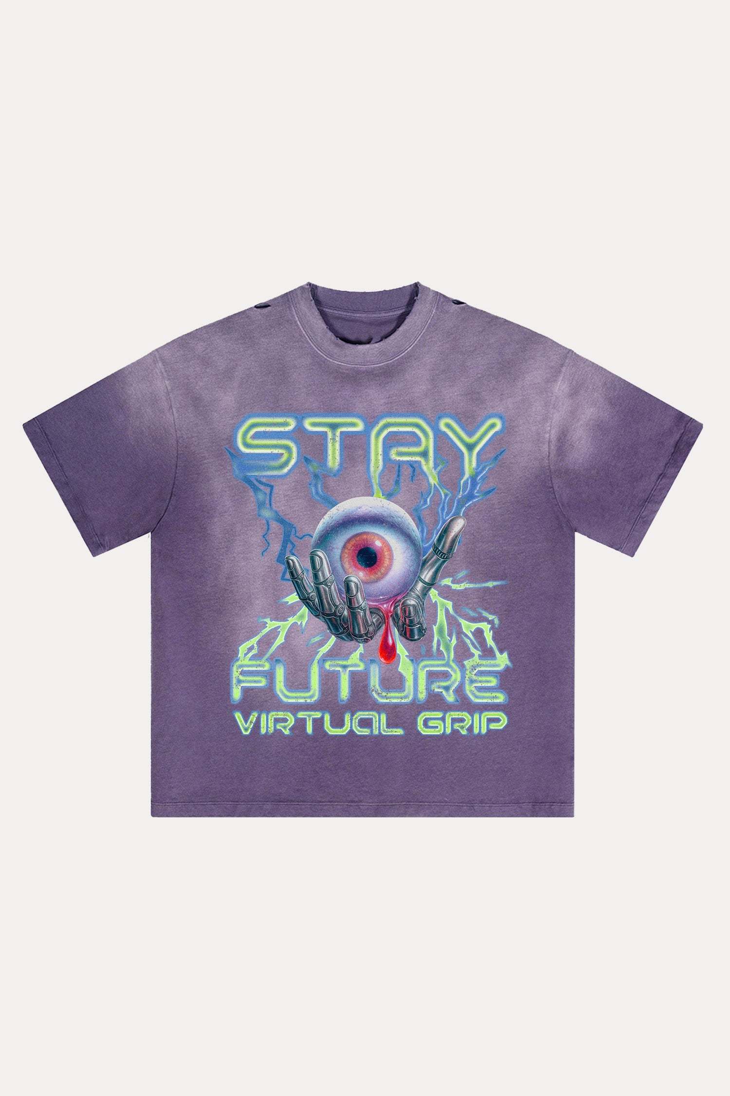 Evilnova Stay Future Distressed Washed T-Shirt-Evilnova