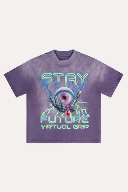 Evilnova Stay Future Distressed Washed T-Shirt-Evilnova