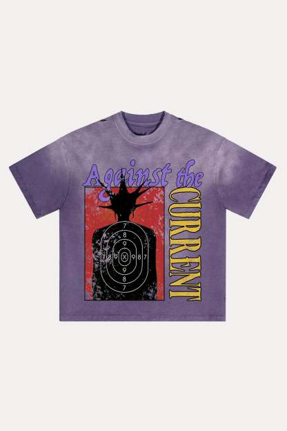 Evilnova Against the Current Distressed Washed T-Shirt-Evilnova