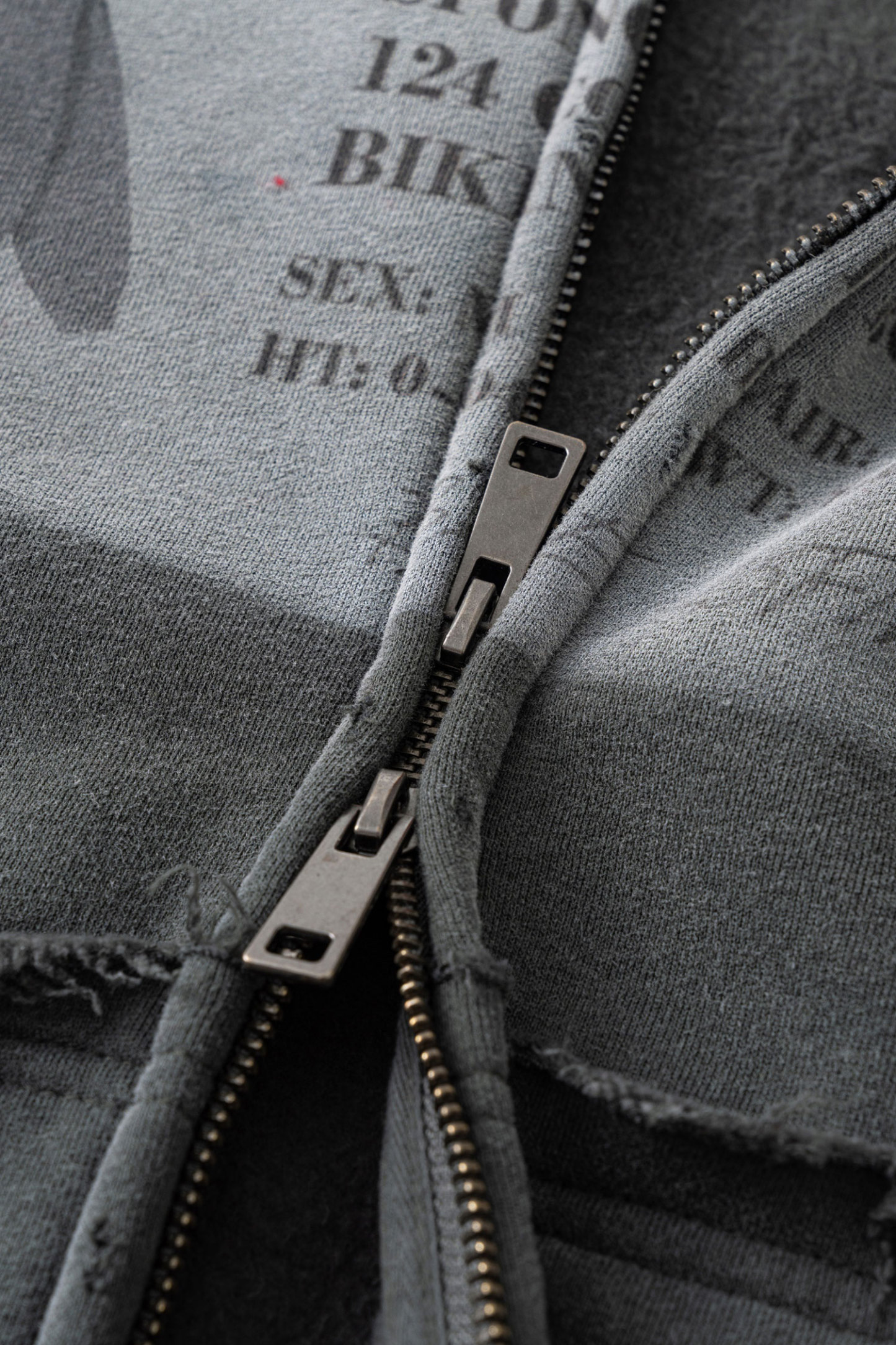 Evilnova BIKINI BOTTOM Distressed Washed Zipper Hoodie