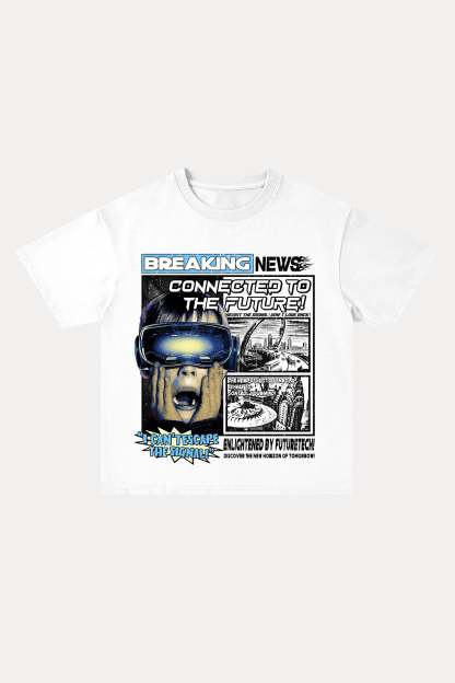 Evilnova Breaking News Cotton Oversize T-Shirt-Evilnova