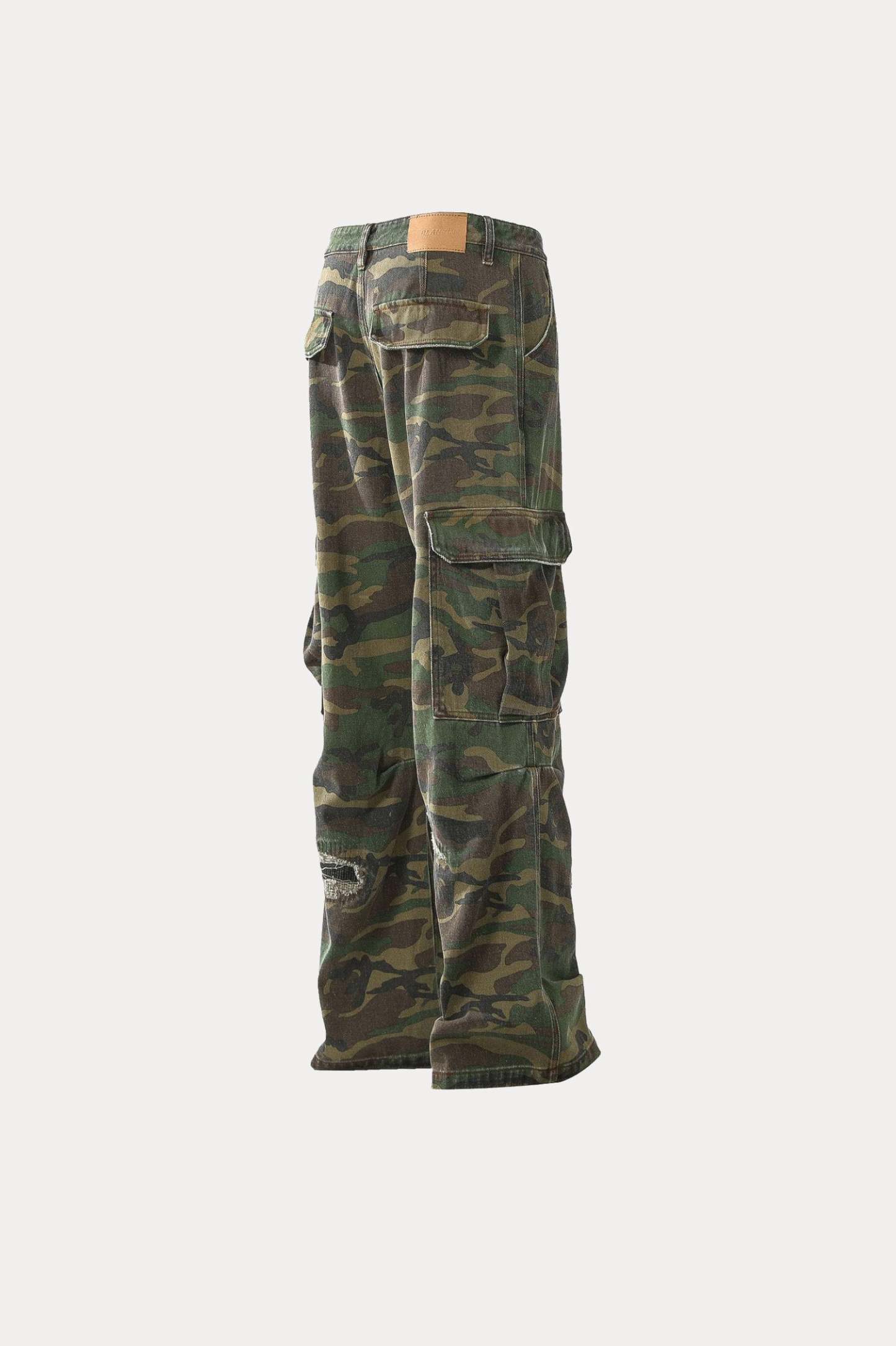 Evilnova Vintage Distressed Camo Bootcut Pants-Evilnova