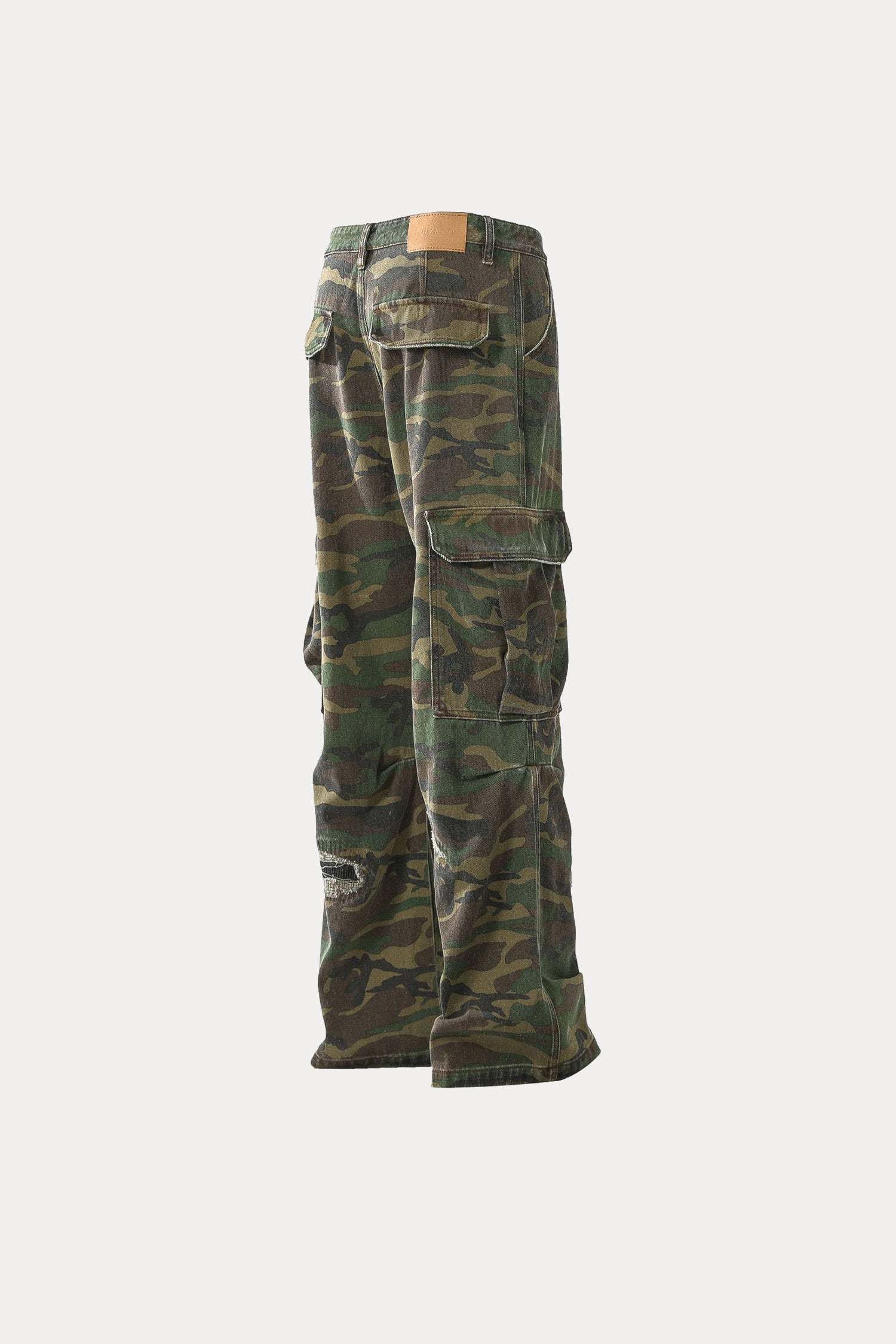 Evilnova Vintage Distressed Camo Bootcut Pants-Evilnova