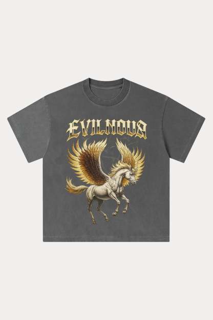 Evilnova Pegasus Washed Streetwear T-Shirt-Evilnova