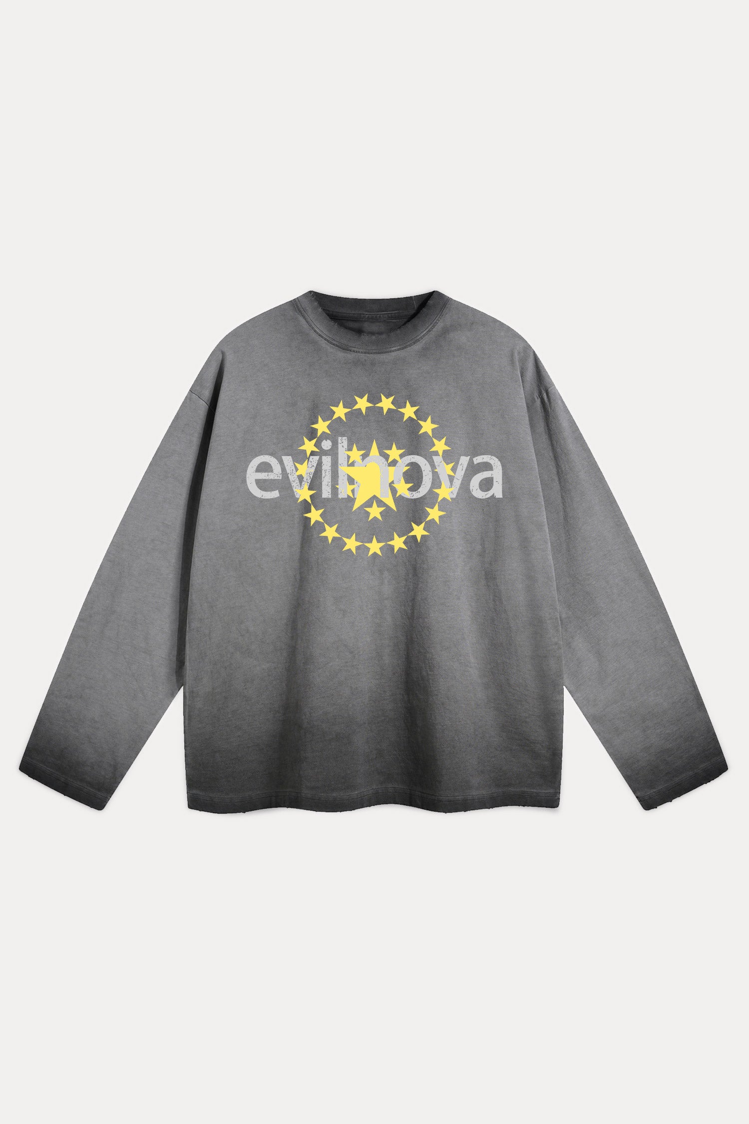 Evilnova Star Distressed Washed Long Sleeve Tee-Evilnova