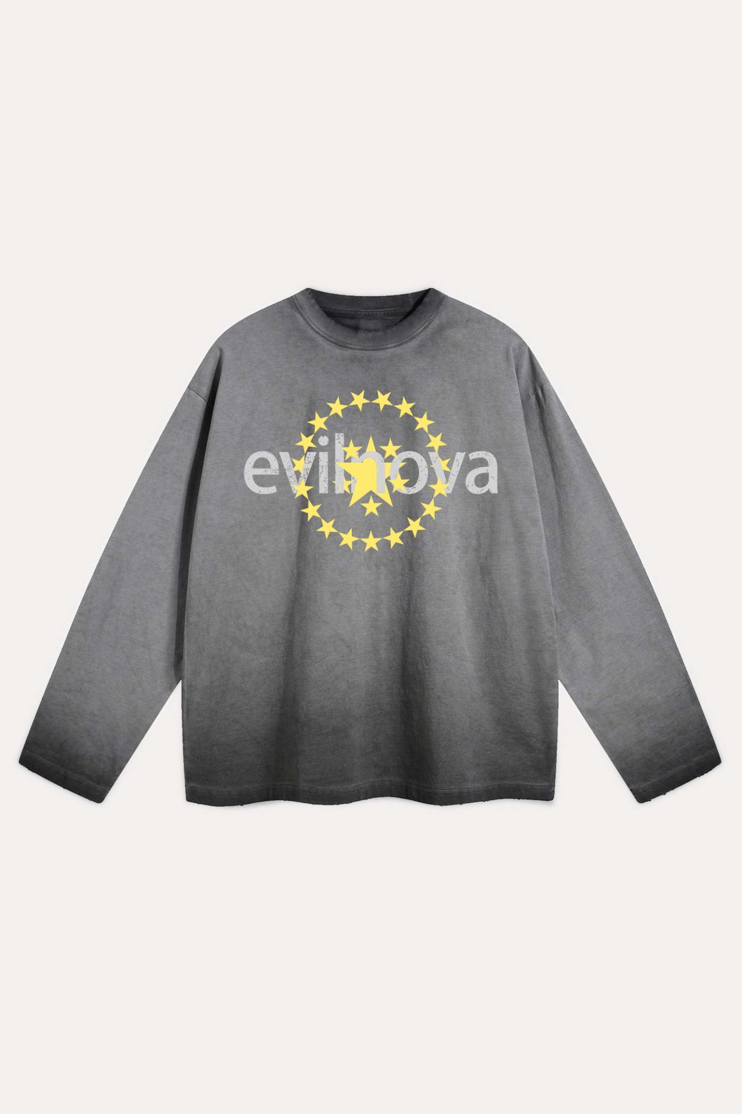 Evilnova Star Distressed Washed Long Sleeve Tee-Evilnova