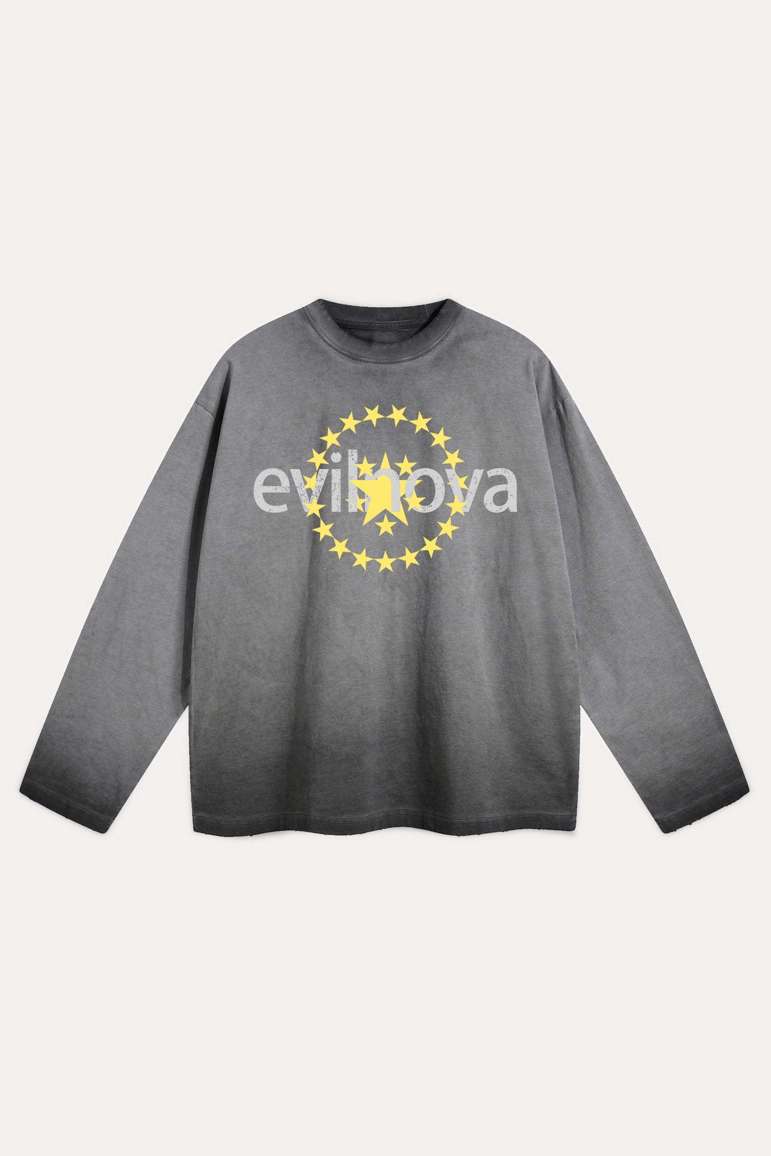 Evilnova Star Distressed Washed Long Sleeve Tee-Evilnova