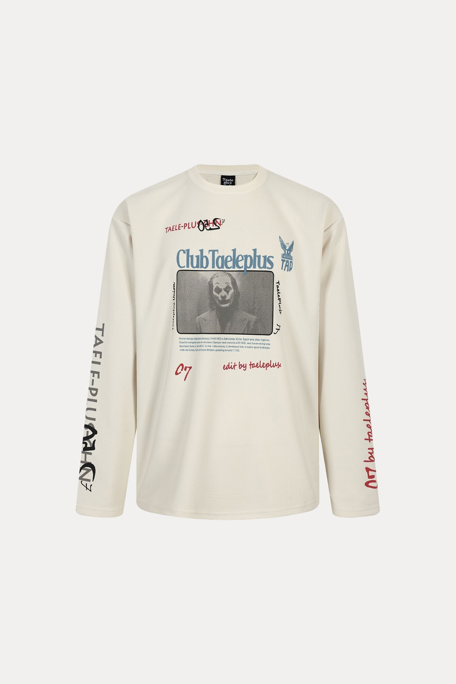 Evilnova Club Taeleplus Waffle Pattern Clown Print Long Sleeve Tee