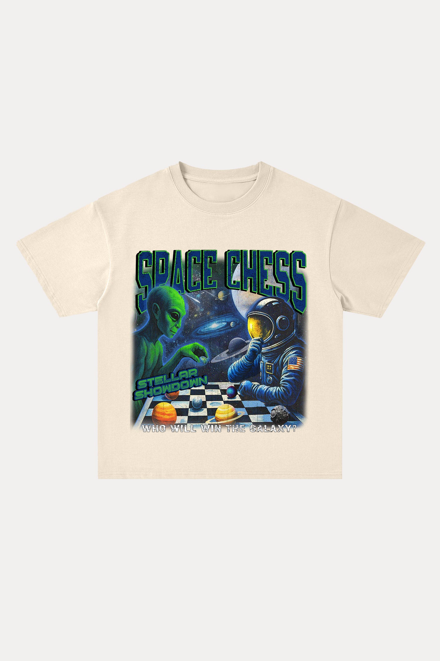 Evilnova Space Chess Cotton Oversize T-Shirt-Evilnova
