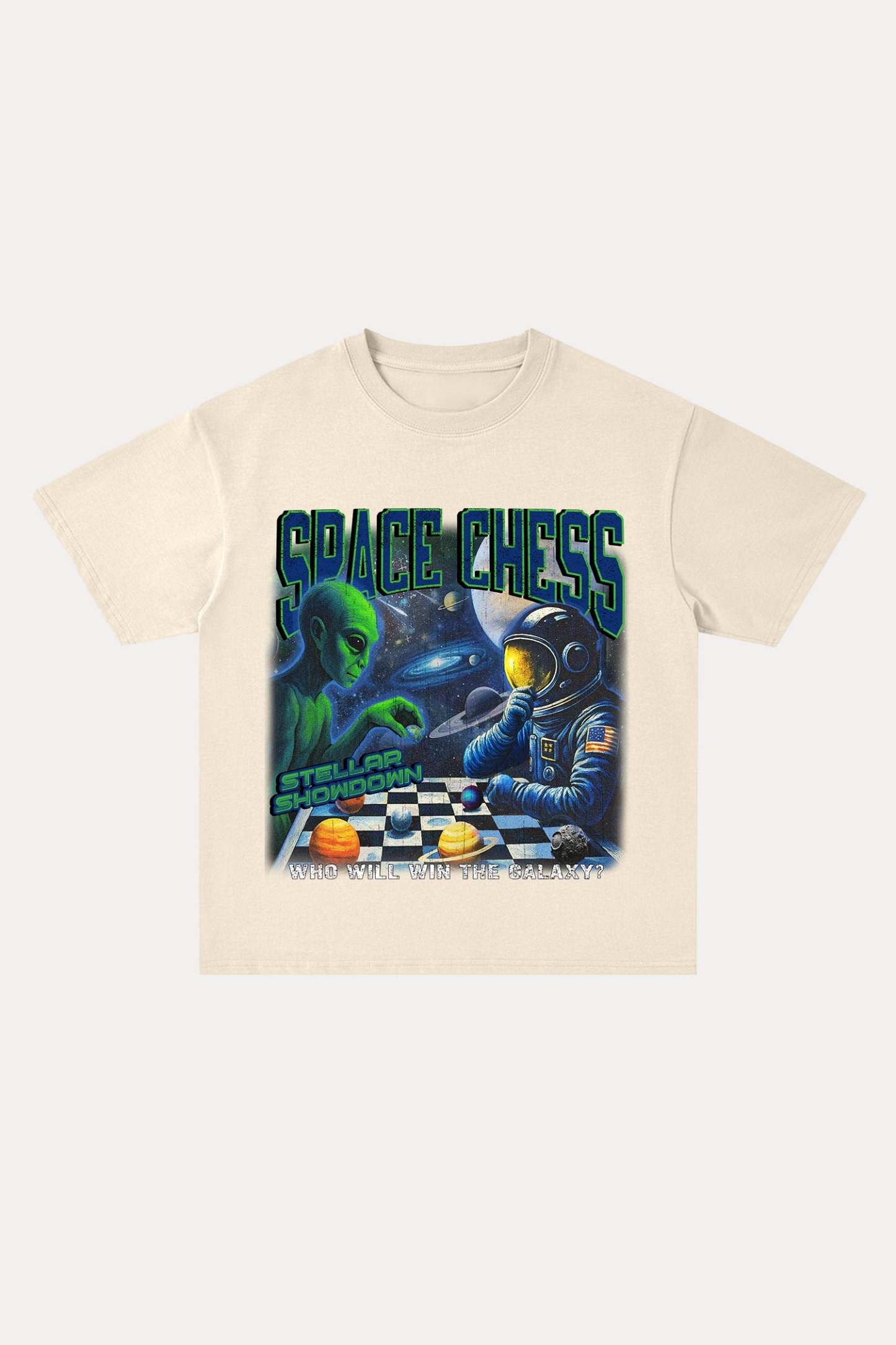 Evilnova Space Chess Cotton Oversize T-Shirt-Evilnova