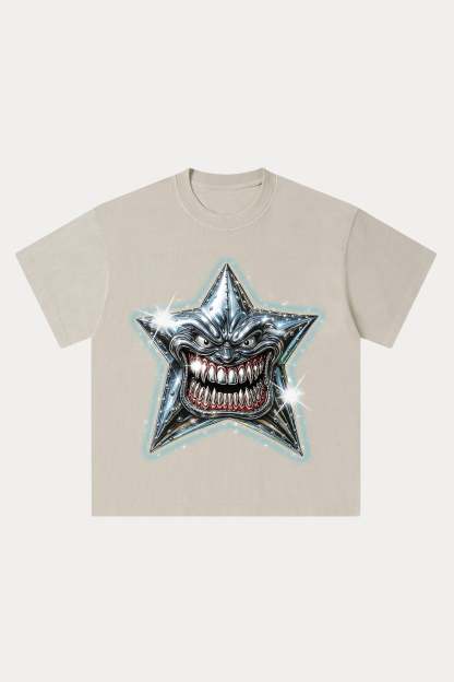 Evilnova Madness Star Washed Streetwear T-Shirt-Evilnova