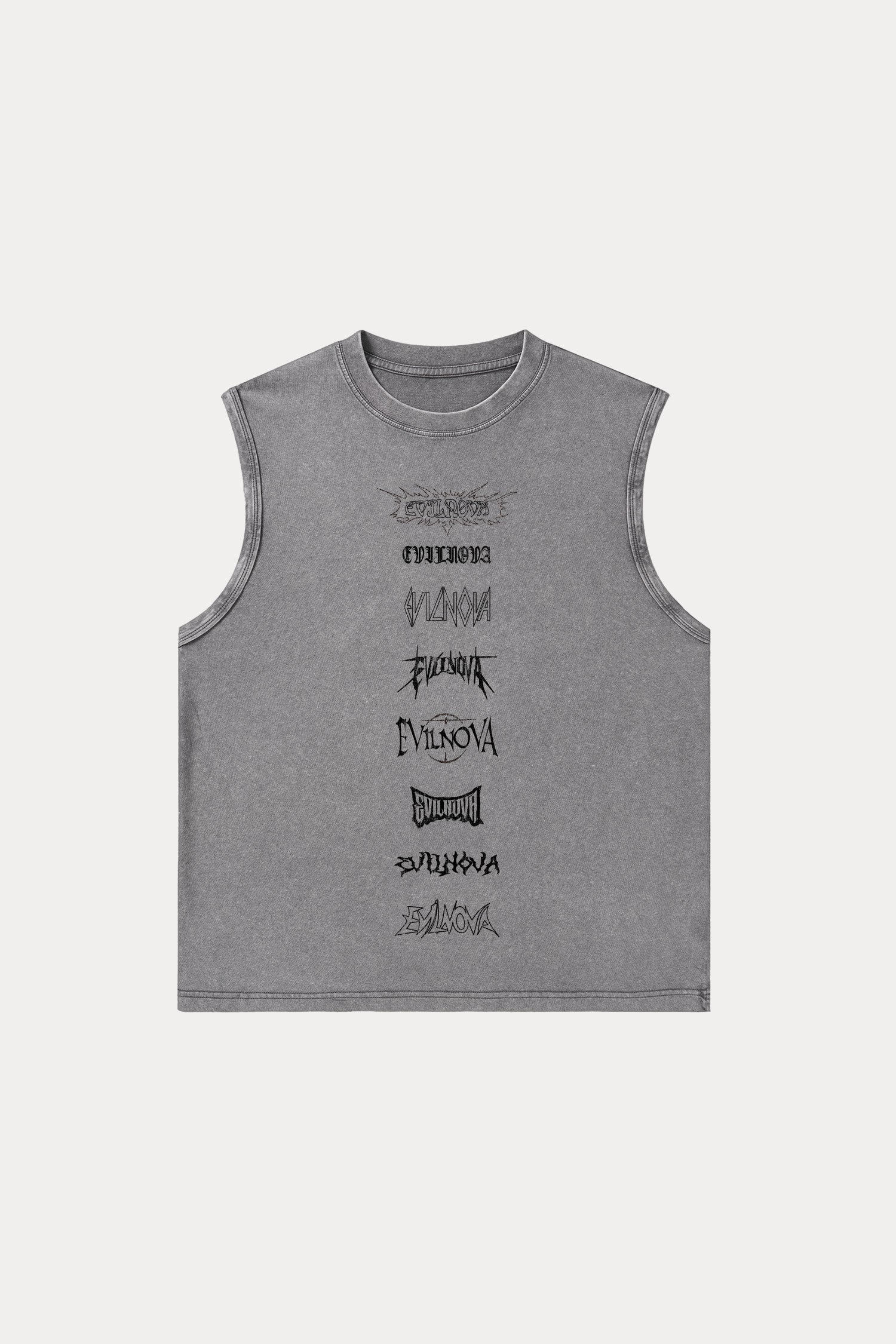 Evilnova Multi  Logo Washed Tank Top-Evilnova
