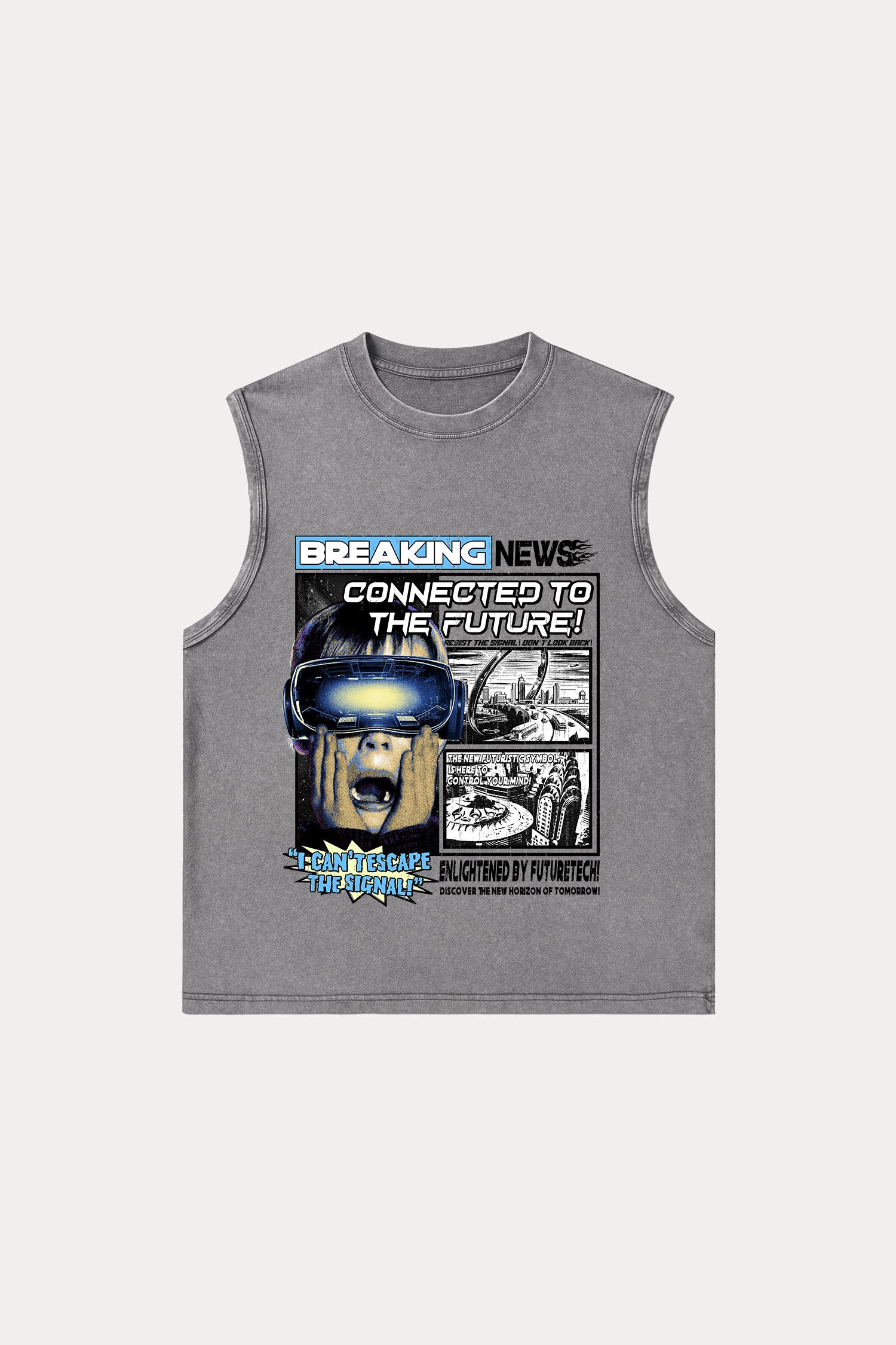 Evilnova Breaking News Washed Tank Top-Evilnova