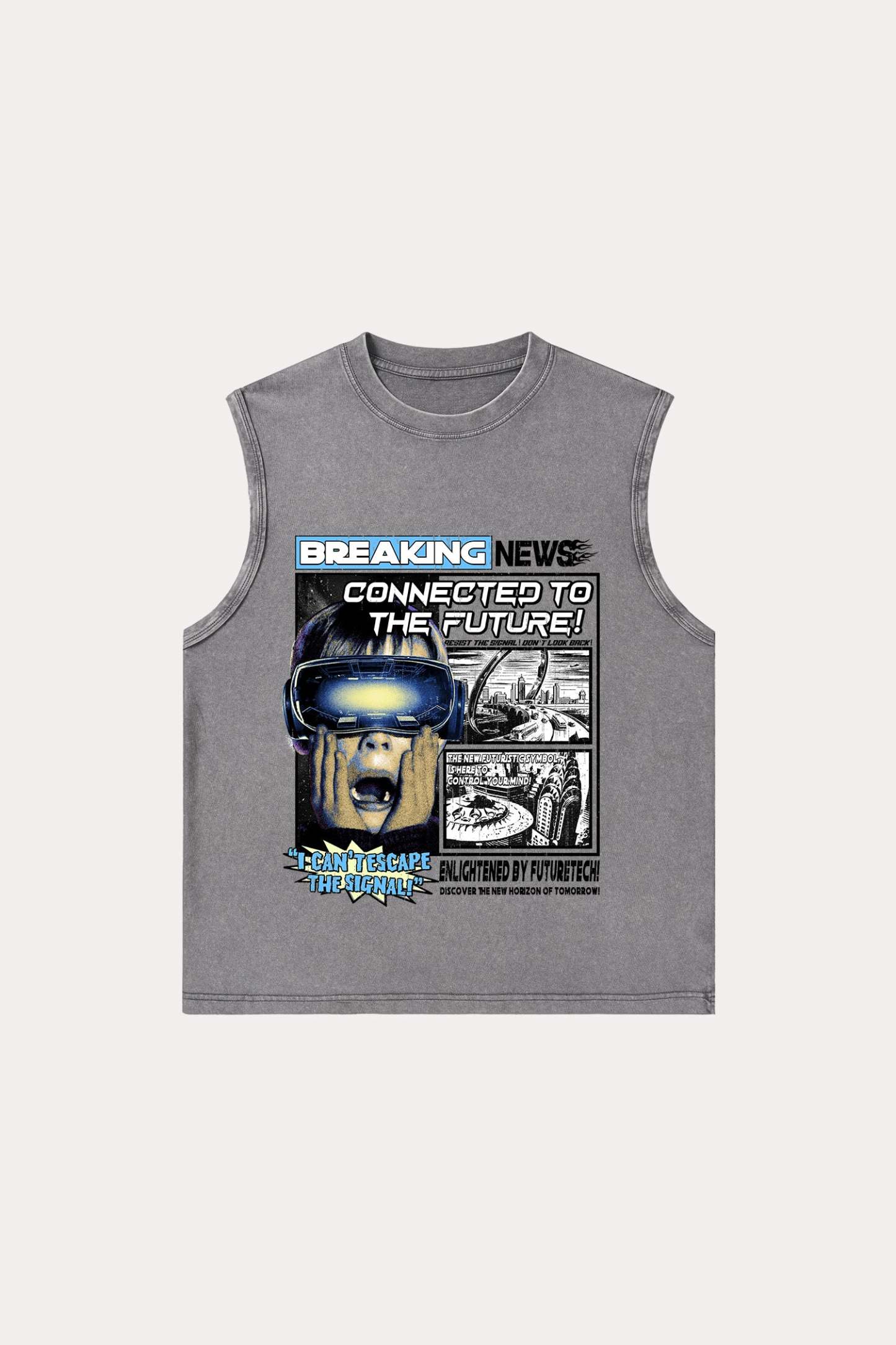 Evilnova Breaking News Washed Tank Top-Evilnova