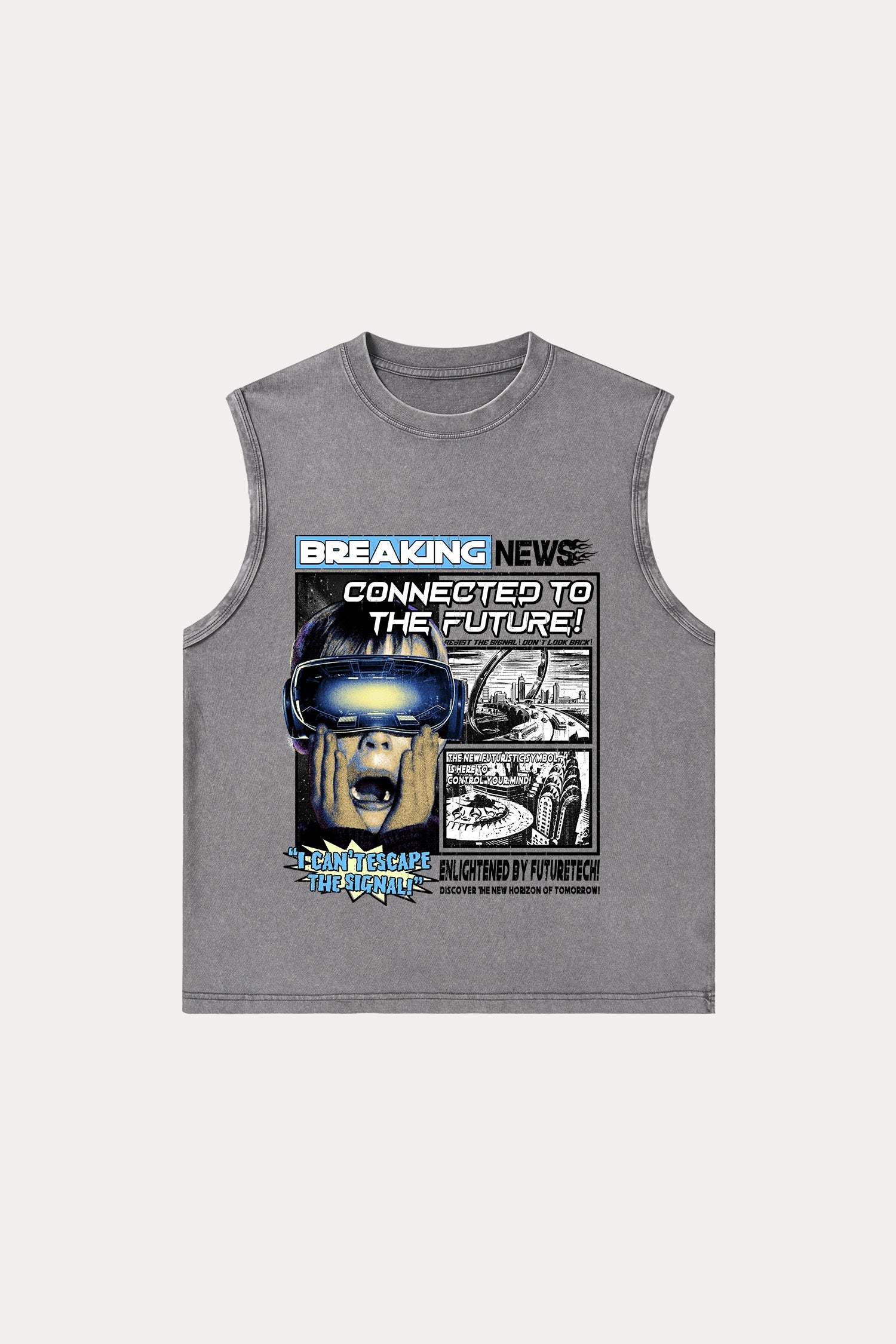 Evilnova Breaking News Washed Tank Top-Evilnova