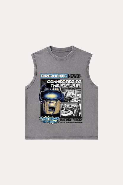 Evilnova Breaking News Washed Tank Top-Evilnova