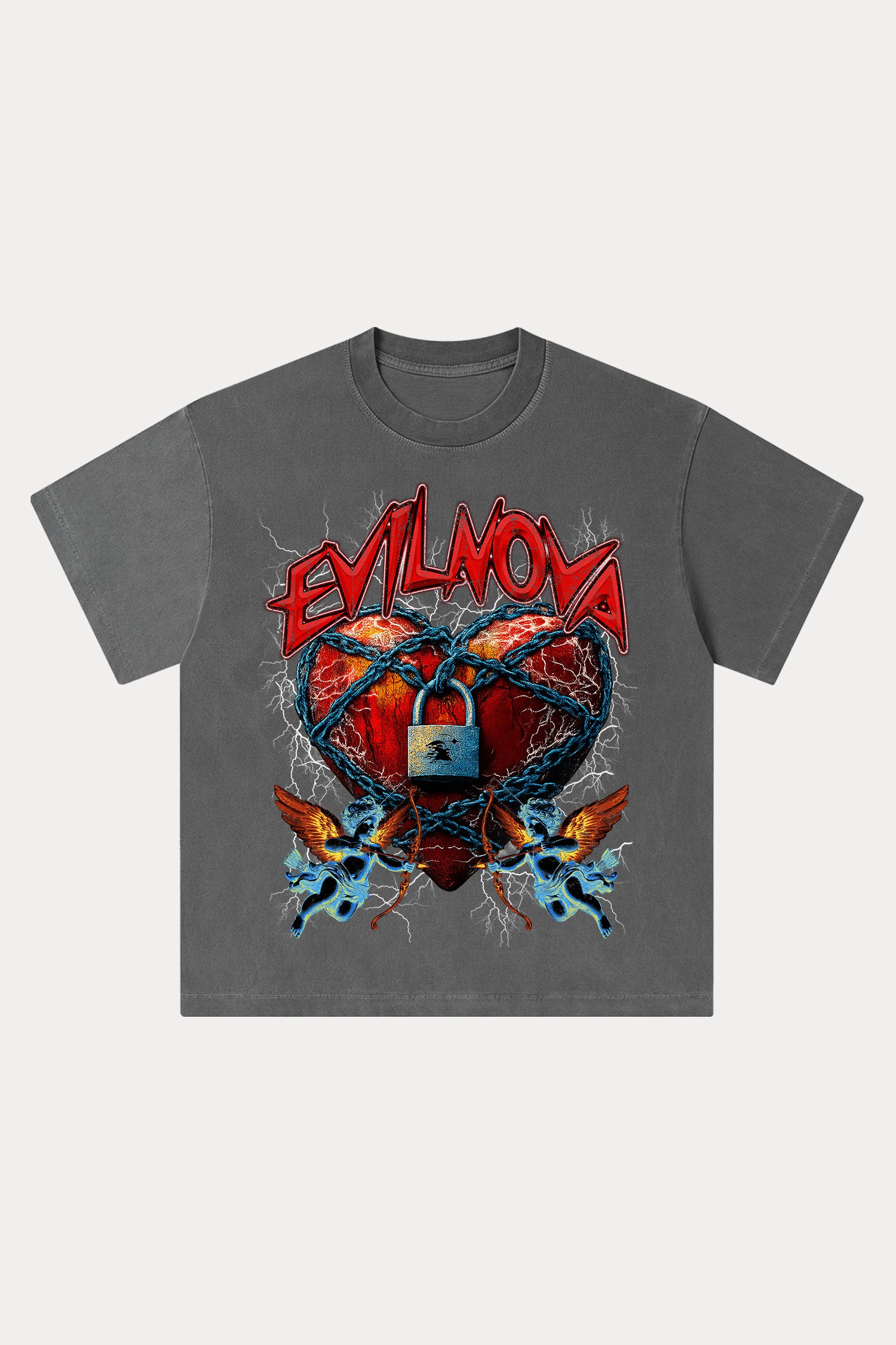 Evilnova Lock Washed Streetwear T-Shirt-Evilnova