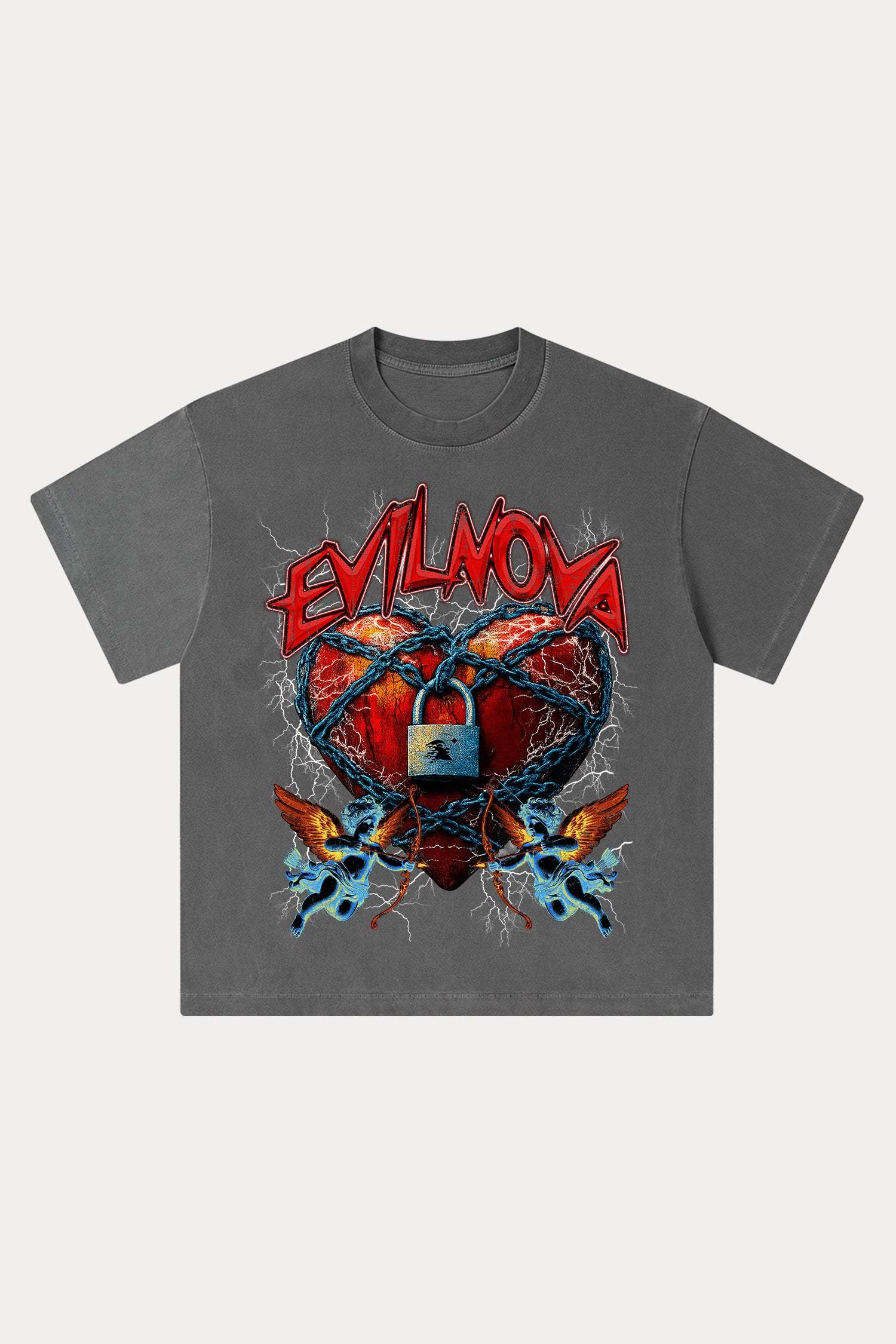 Evilnova Lock Washed Streetwear T-Shirt-Evilnova