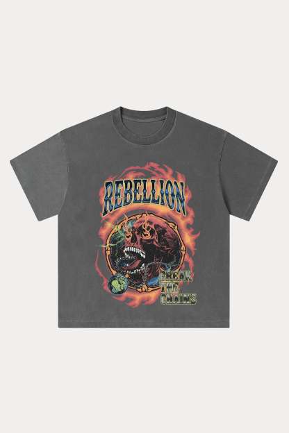 Evilnova Rebellion Washed Streetwear T-Shirt-Evilnova