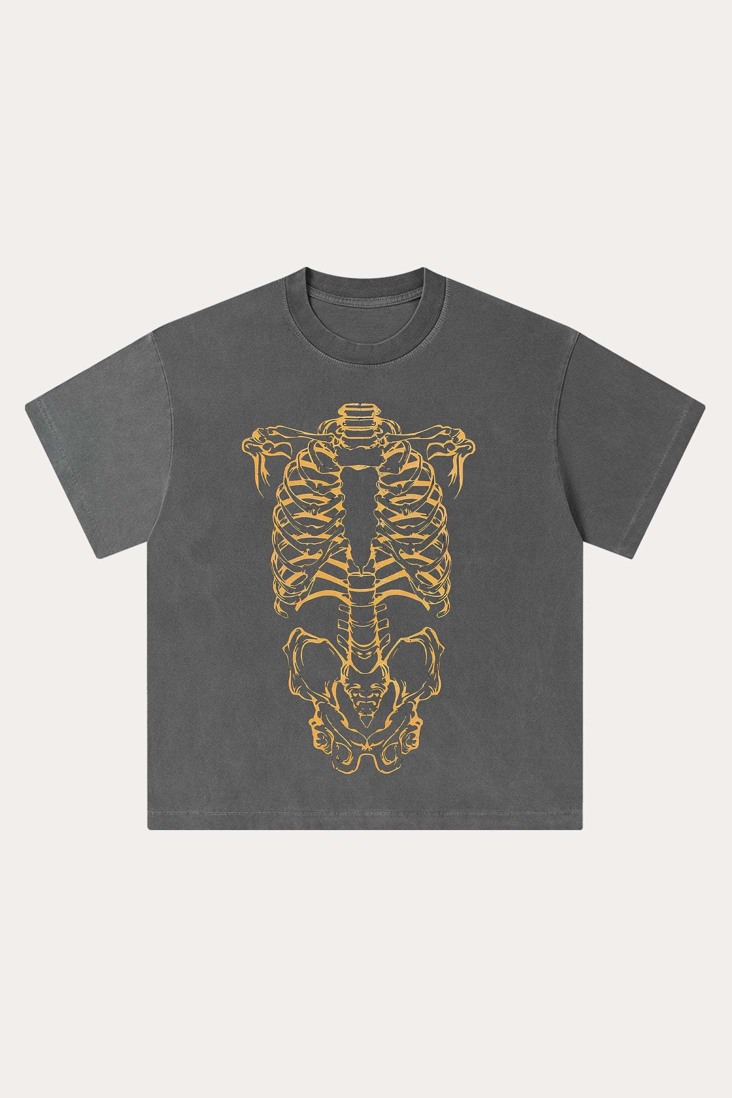 Evilnova Human Skeleton Washed Streetwear T-Shirt-Evilnova