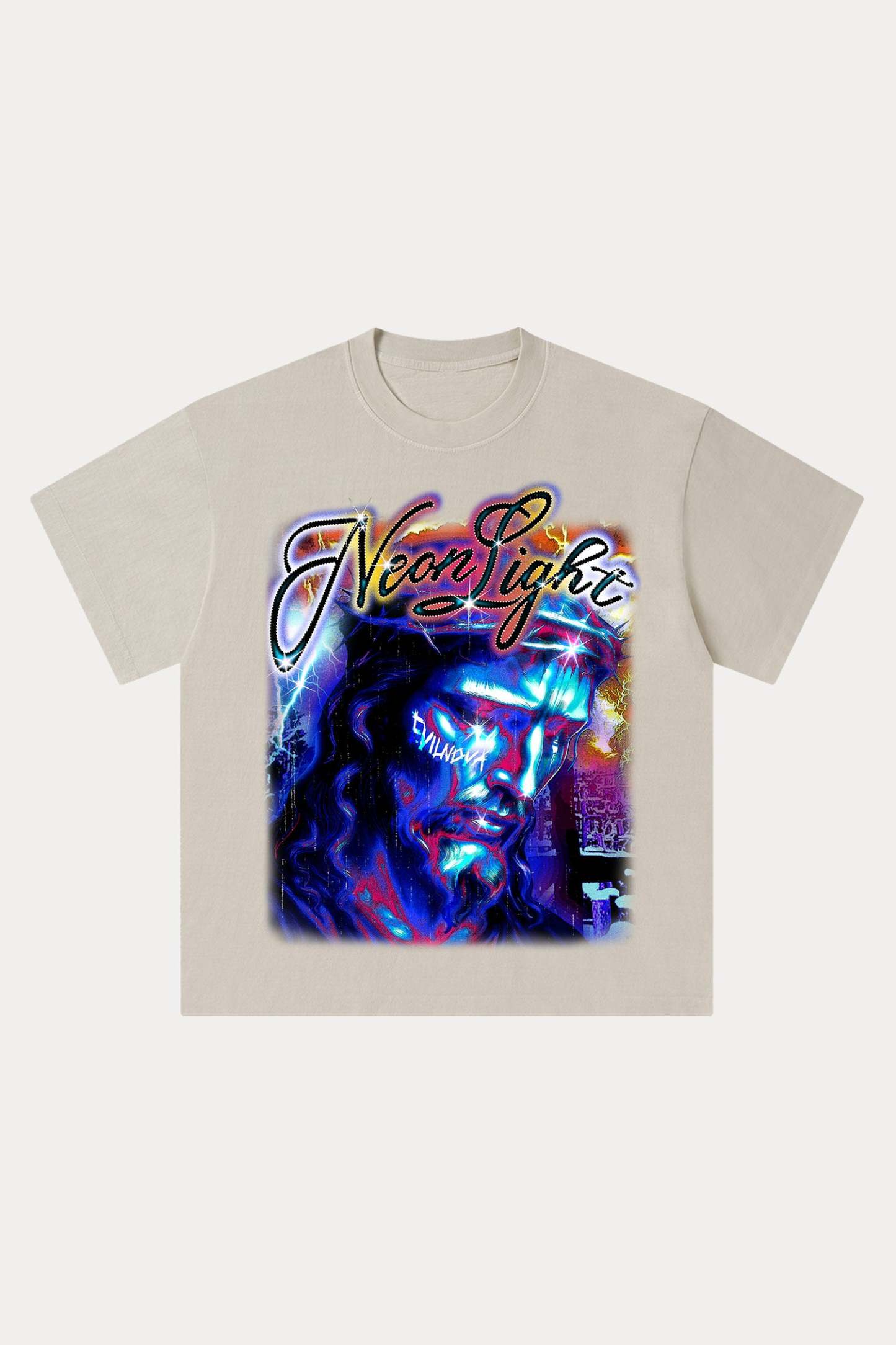 Evilnova Neon Light Washed Streetwear T-Shirt-Evilnova