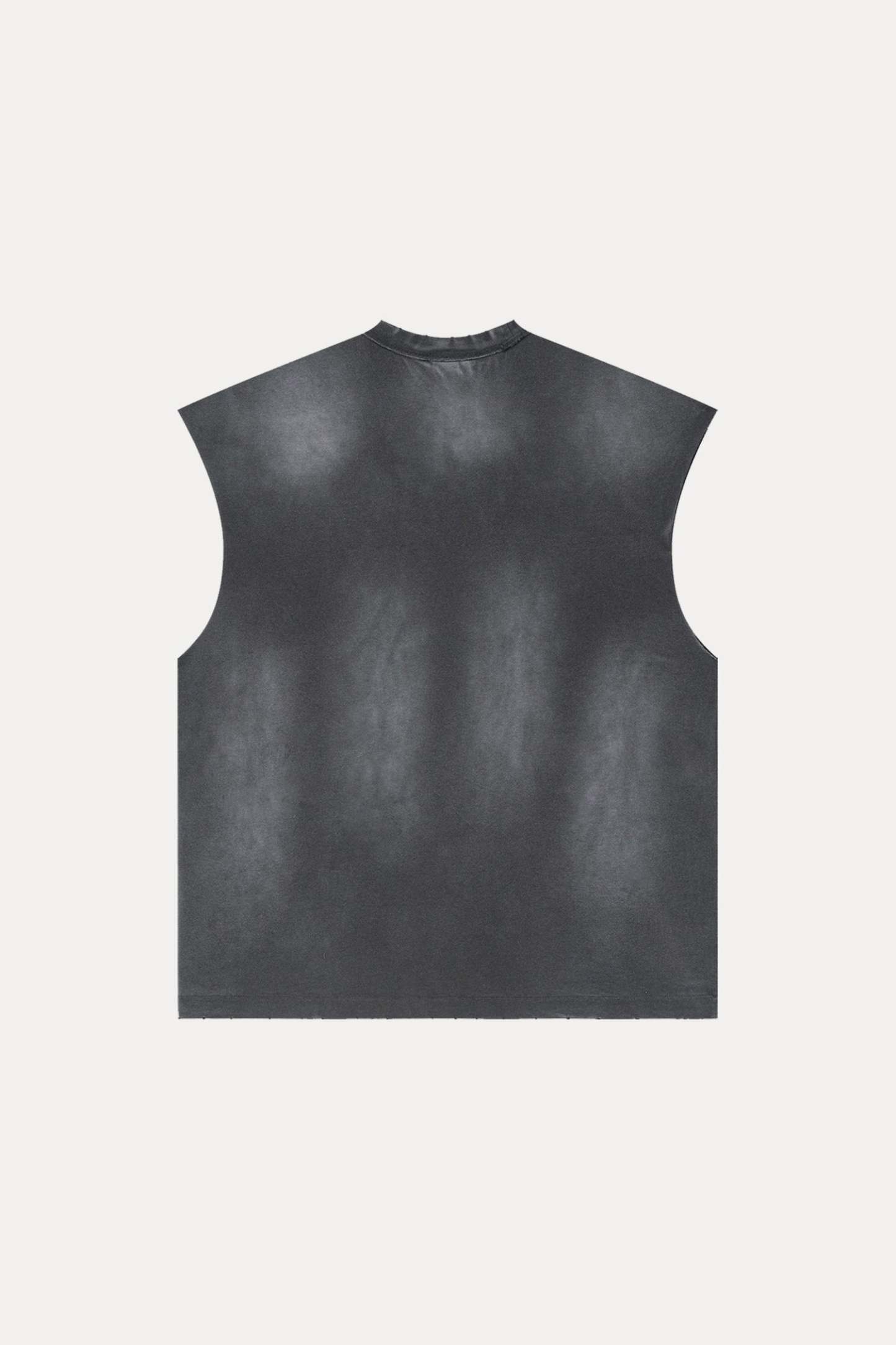 Evilnova Vintage Dark Gray Washed Distressed Tank Top & Sweatshorts Set-Evilnova