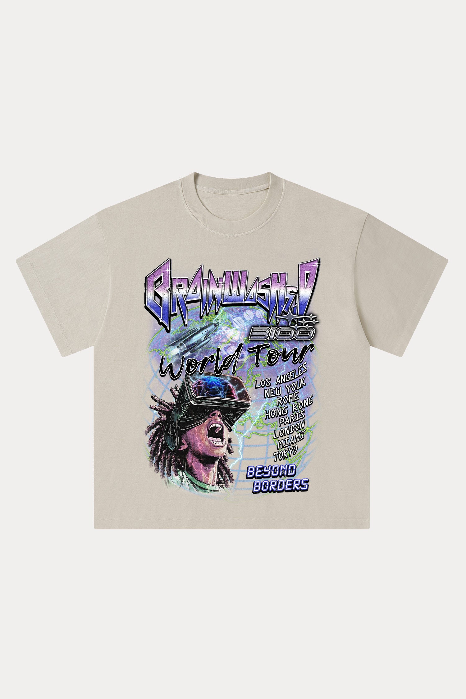 Evilnova Brainwashed Washed Streetwear T-Shirt-Evilnova