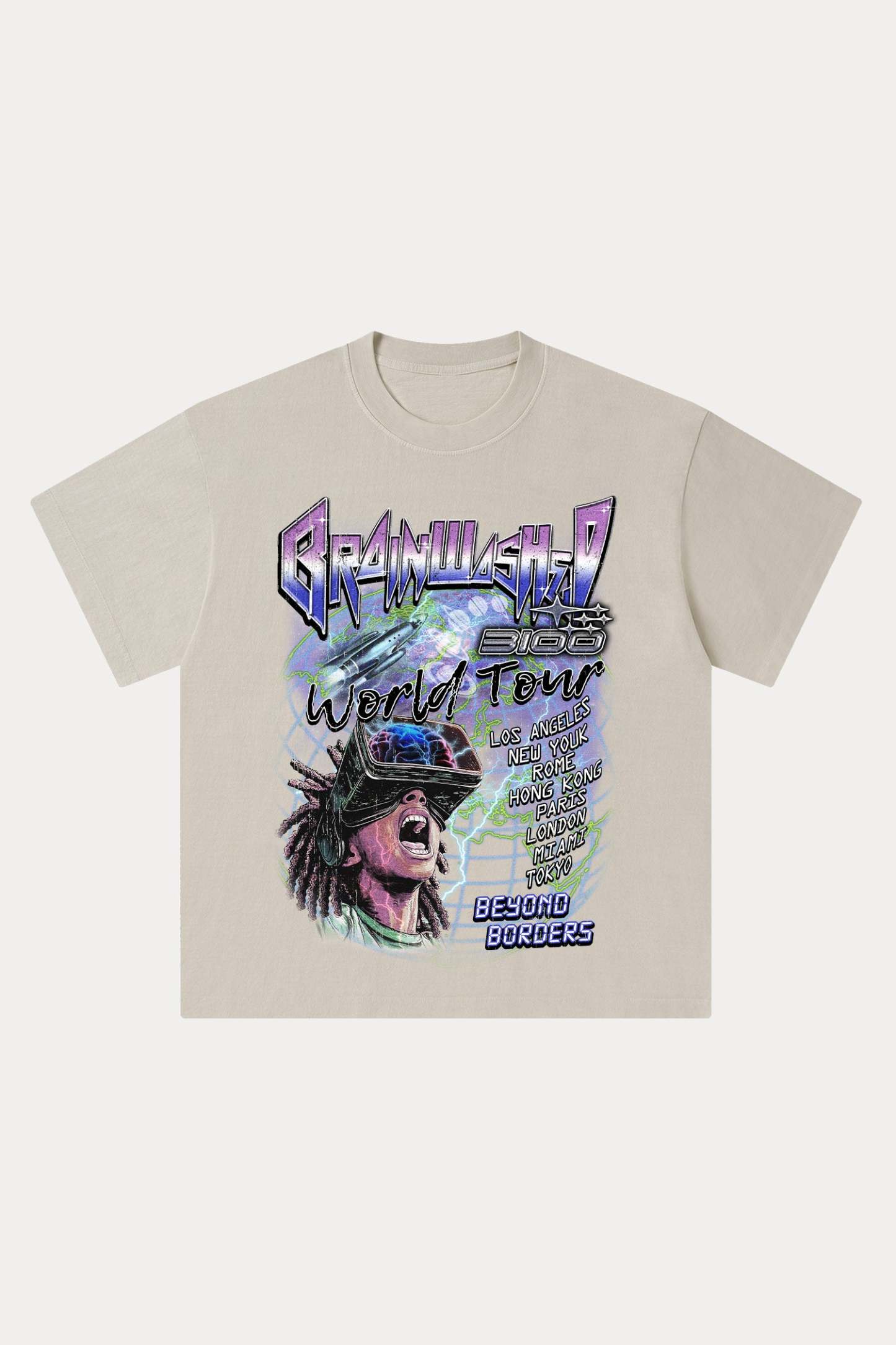 Evilnova Brainwashed Washed Streetwear T-Shirt-Evilnova