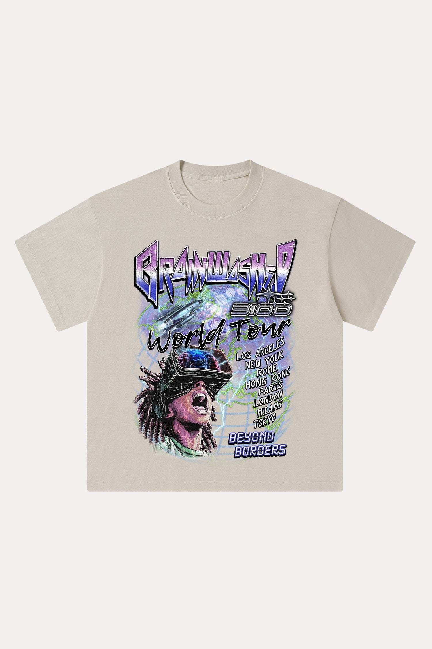 Evilnova Brainwashed Washed Streetwear T-Shirt-Evilnova