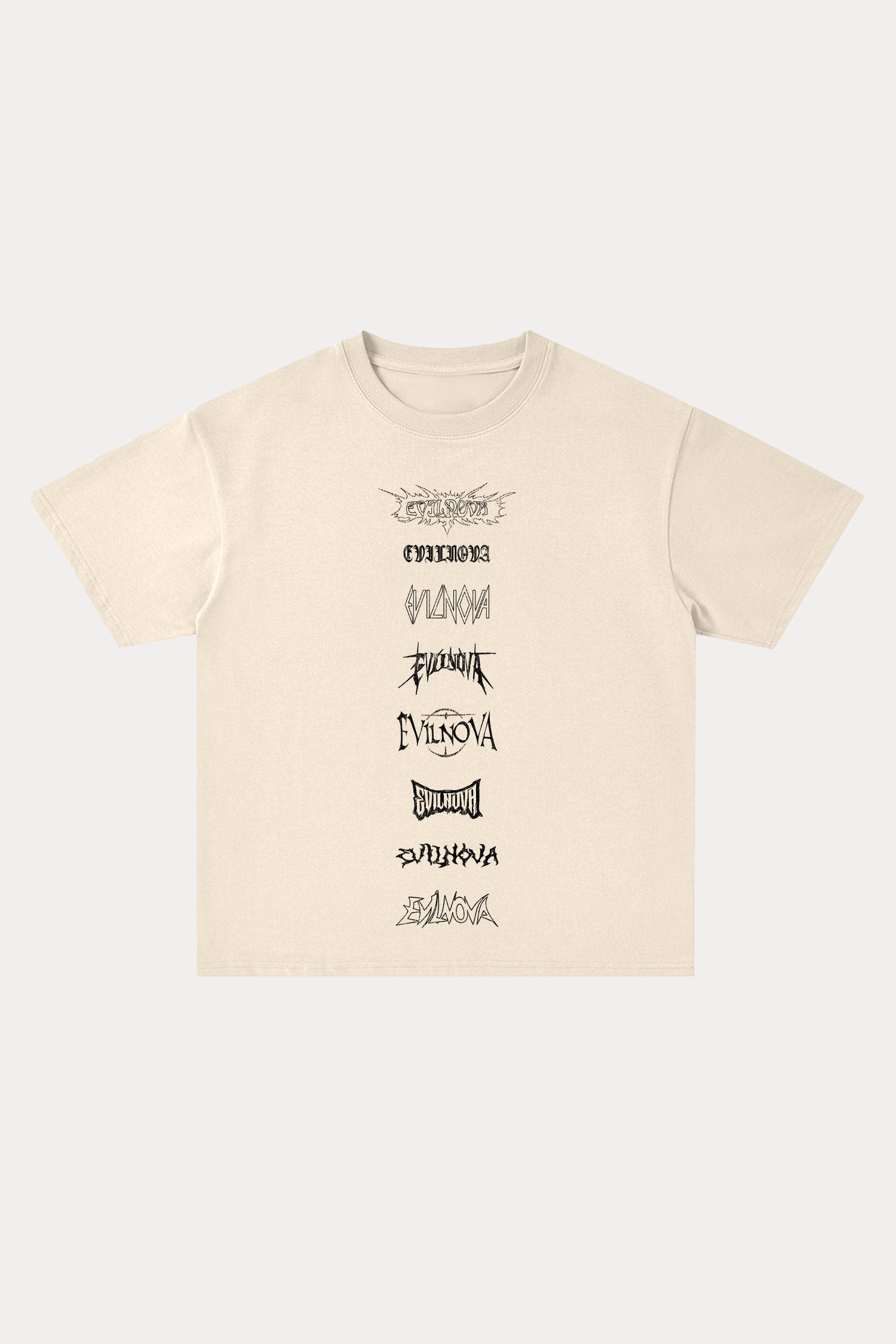 Evilnova Multi  Logo Cotton Oversize T-Shirt-Evilnova