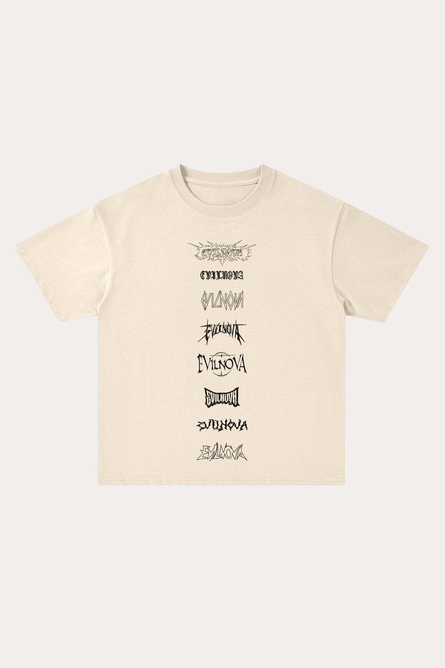 Evilnova Multi  Logo Cotton Oversize T-Shirt-Evilnova