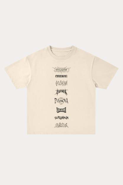 Evilnova Multi  Logo Cotton Oversize T-Shirt-Evilnova