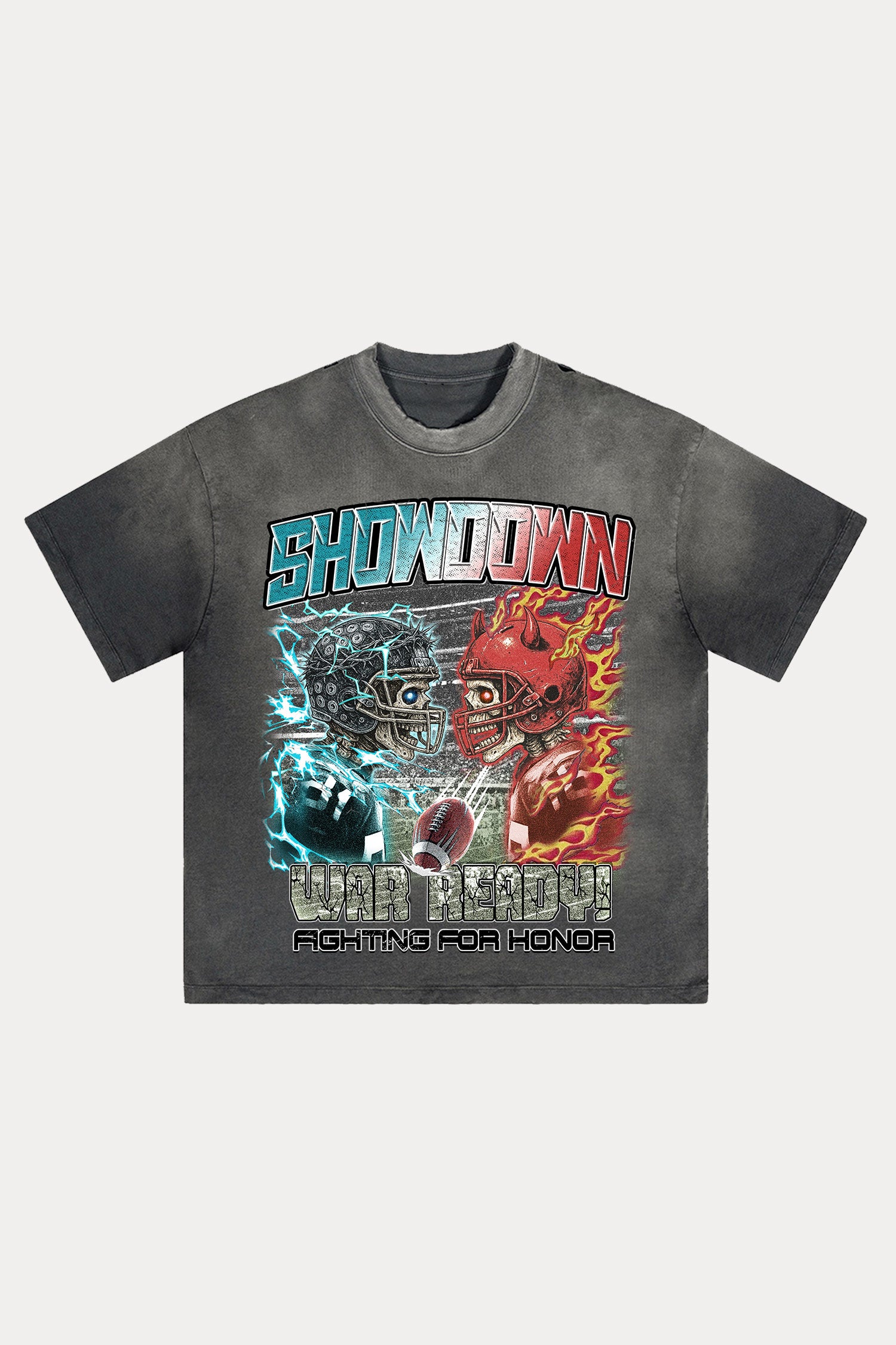 Evilnova Showdown Distressed Washed T-Shirt-Evilnova