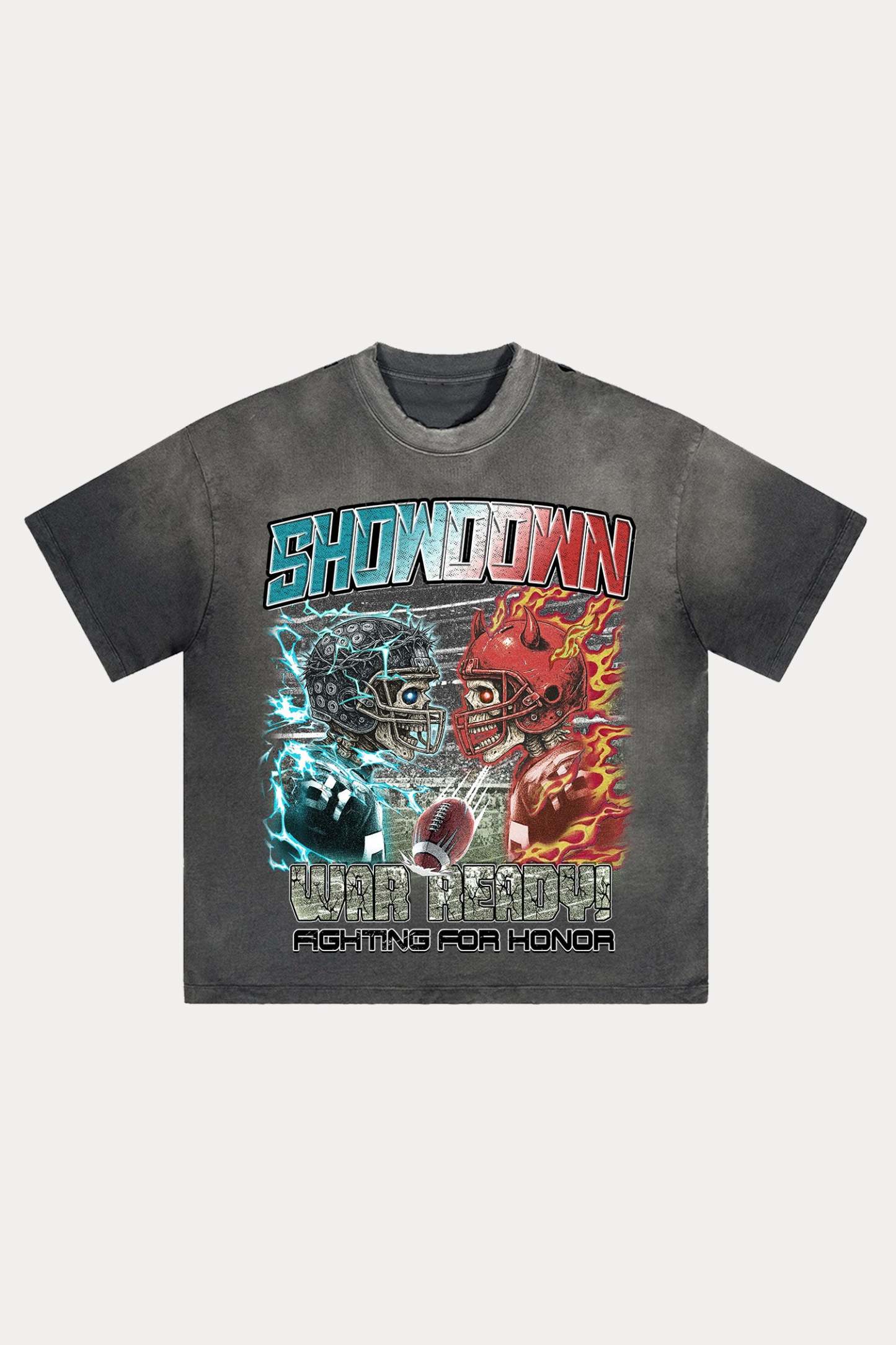 Evilnova Showdown Distressed Washed T-Shirt-Evilnova