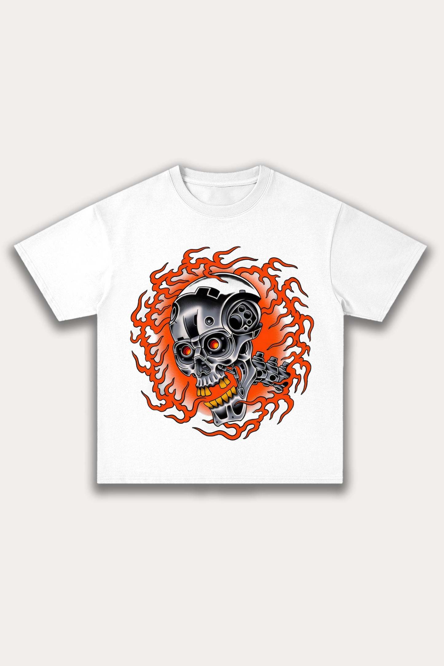 Evilnova Metal Skull Cotton Oversize T-Shirt-Evilnova