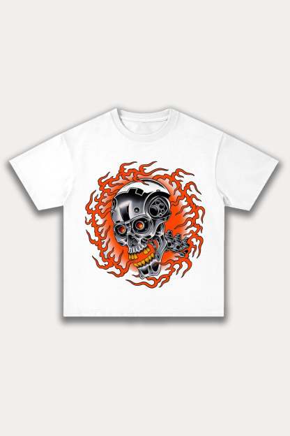 Evilnova Metal Skull Cotton Oversize T-Shirt-Evilnova