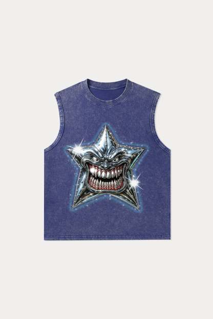Evilnova Madness Star Washed Tank Top-Evilnova