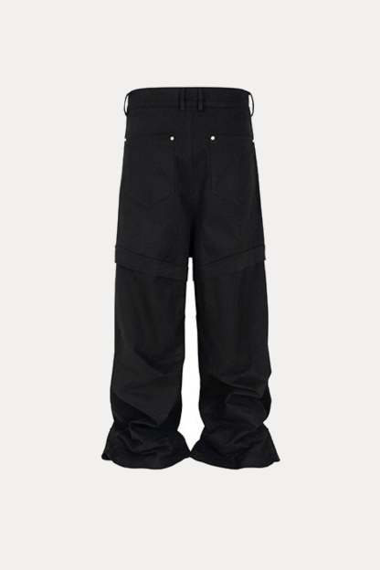 Evilnova Black Paneled Baggy Cargo Pants-Evilnova