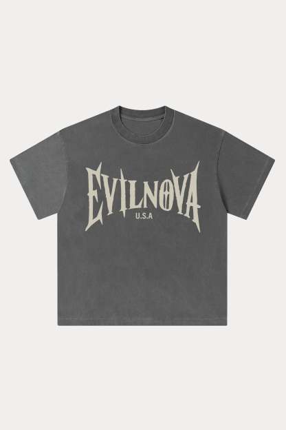 Evilnova U.S.A LOGO Washed Streetwear T-Shirt-Evilnova