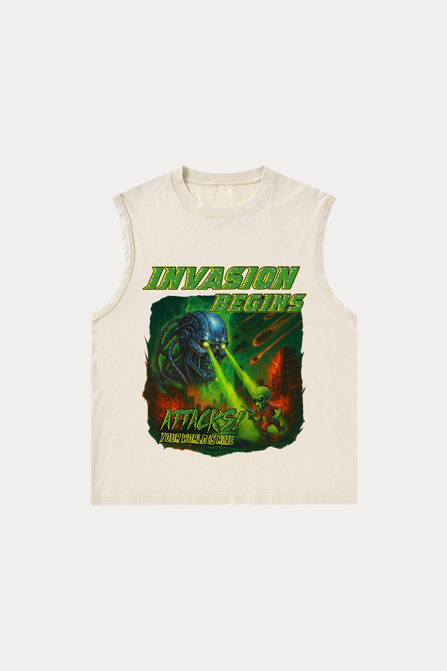 Evilnova Invasion Begins Washed Tank Top-Evilnova